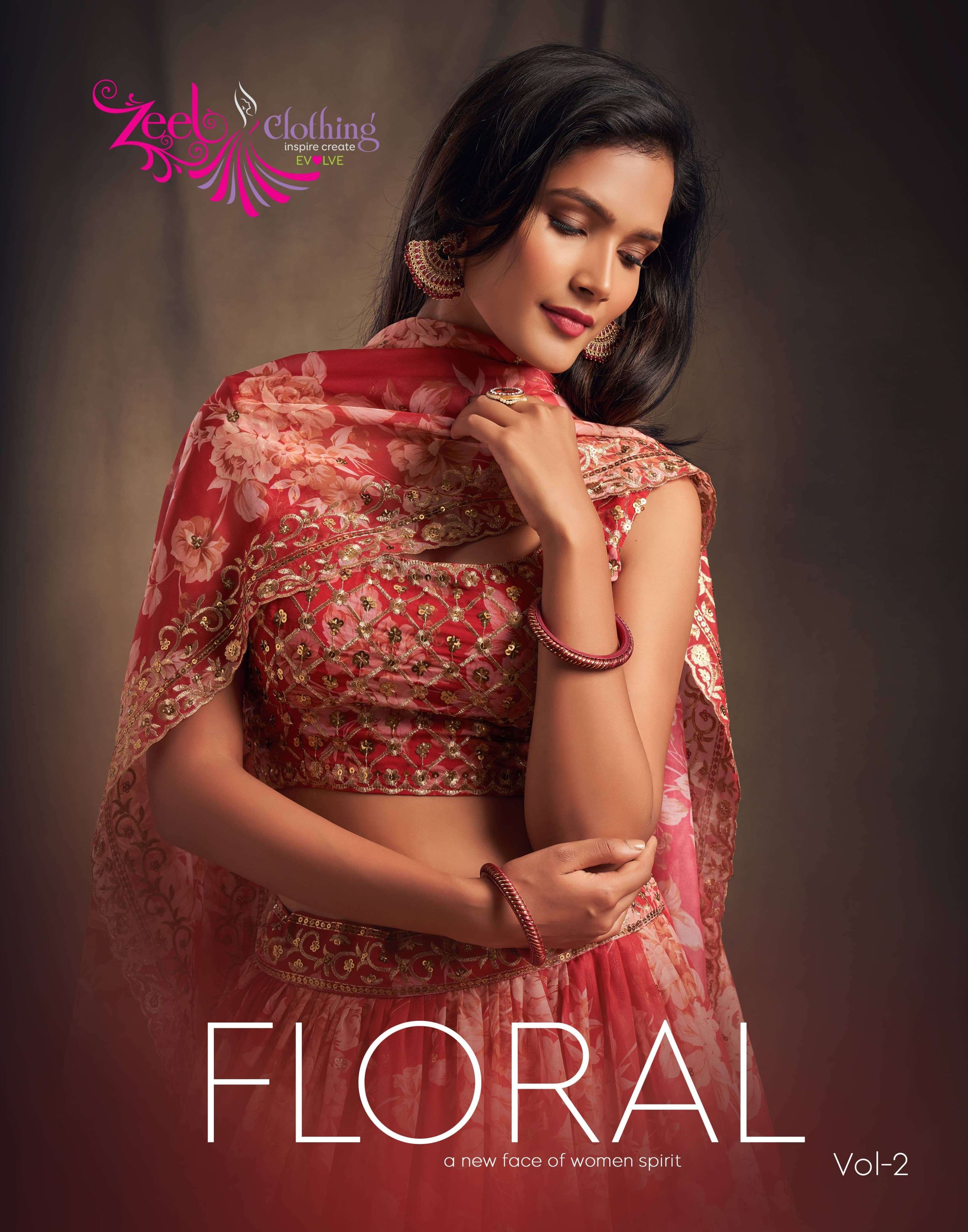 ZEEL CLOTHING FLORAL VOL 2 HEAVY DESIGNER FESTIVE WEAR LEHENGA CHOLI