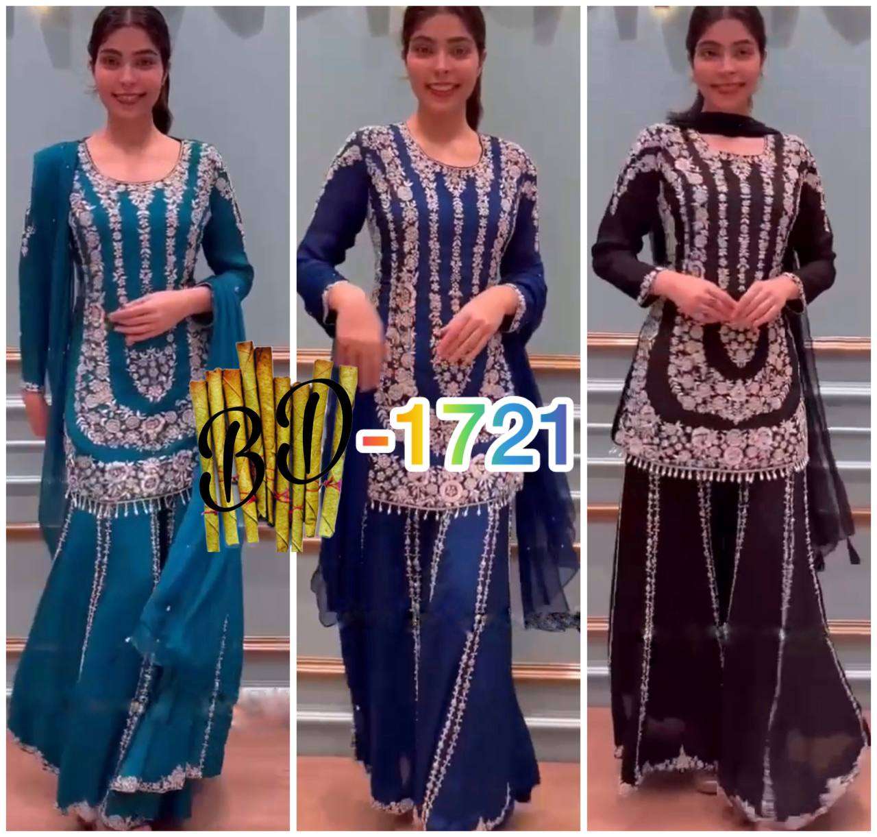 BD 1721 GEORGETTE HEAVY EMBROIDERED FESTIVE WEAR SUIT