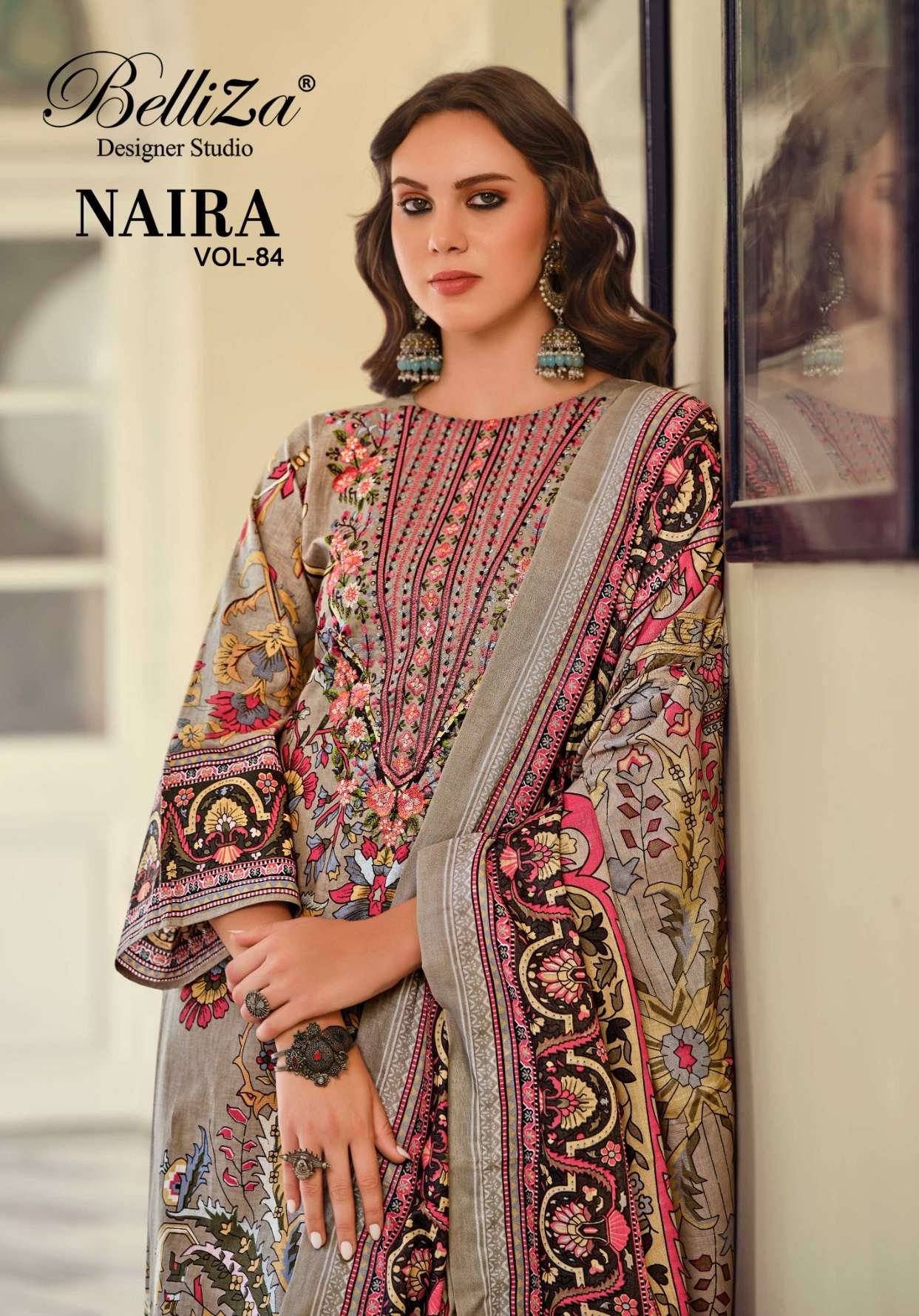 BELLIZA DESIGNER STUDIO NAIRA VOL 84 COTTON DIGITAL PRINTS WITH WORK SUIT