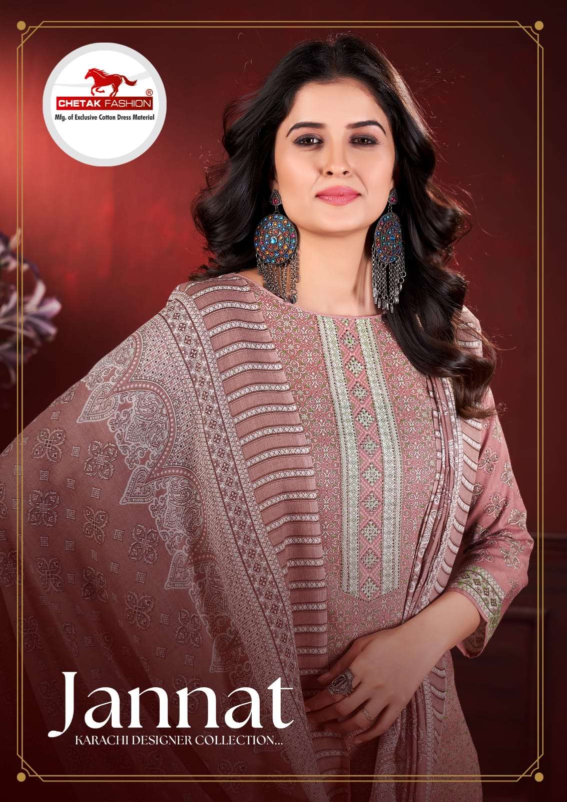 CHETAK FASHION JANNAT VOL 1 COTTON PRINT WITH SWAROVSKI WORK SUIT