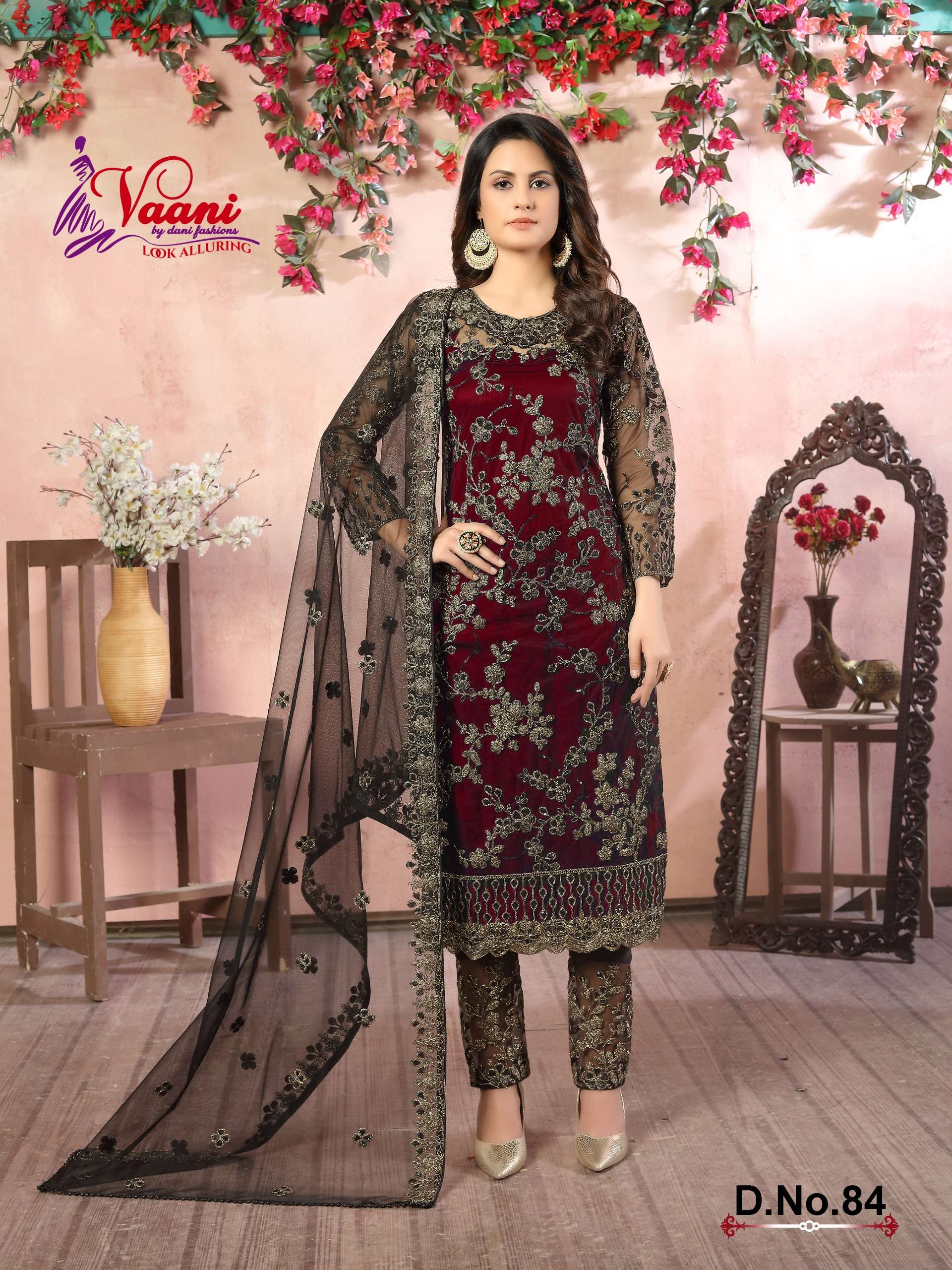 DANI CREATION VAANI VOL 8 NET EMBROIDERY DESIGNER LADIES SUIT