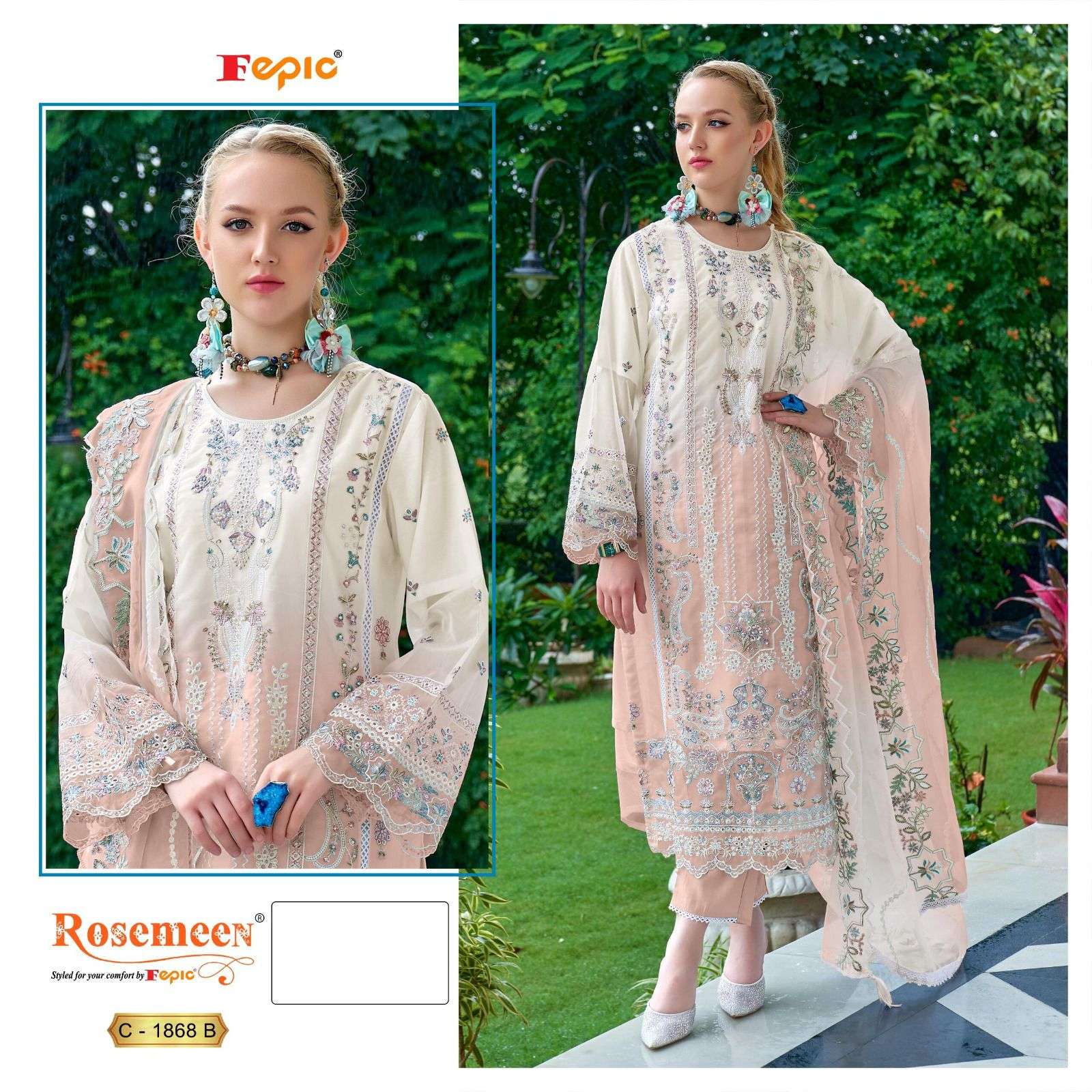 FEPIC ROSEMEEN C 1868 ORGANZA EMBROIDERED PAKISTANI SUIT