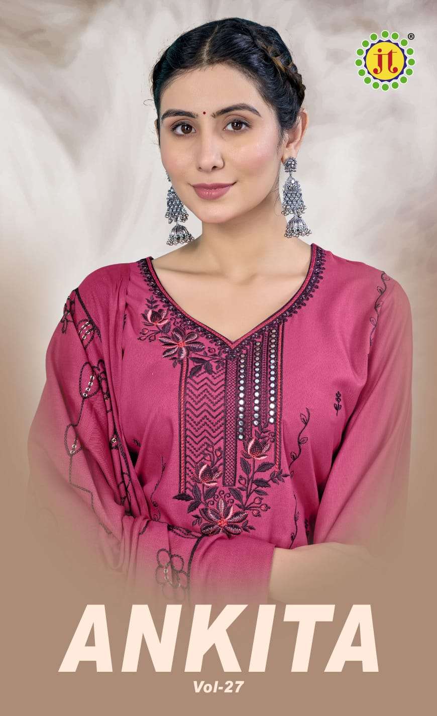 JT ANKITA VOL 27 RAYON FANCY SEQUENCE EMBROIDERY WORK SUIT