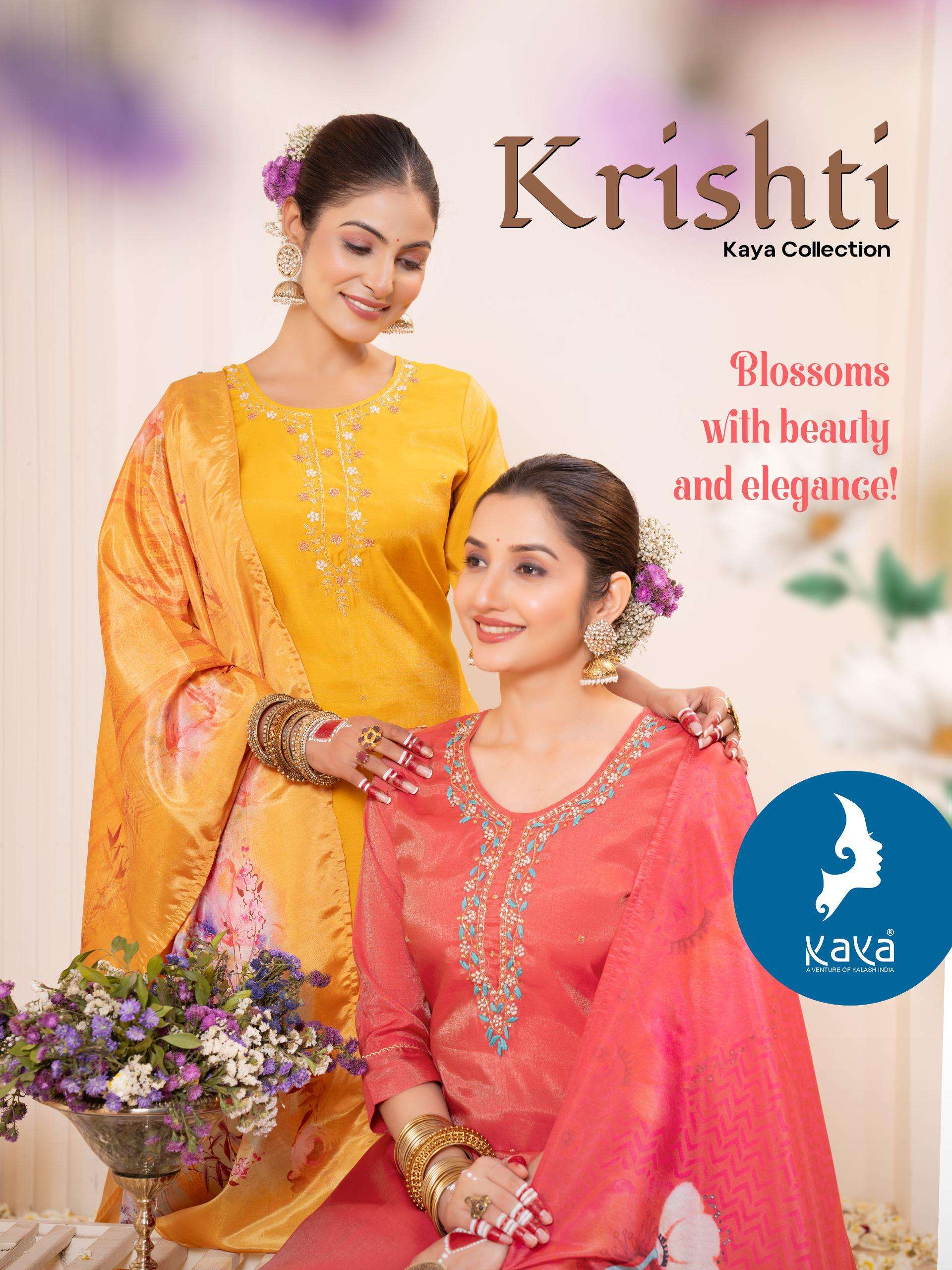 KAYA KRISHTI SIMER FABRICS FANCY WORK LADIES KURTI COMBO SET 