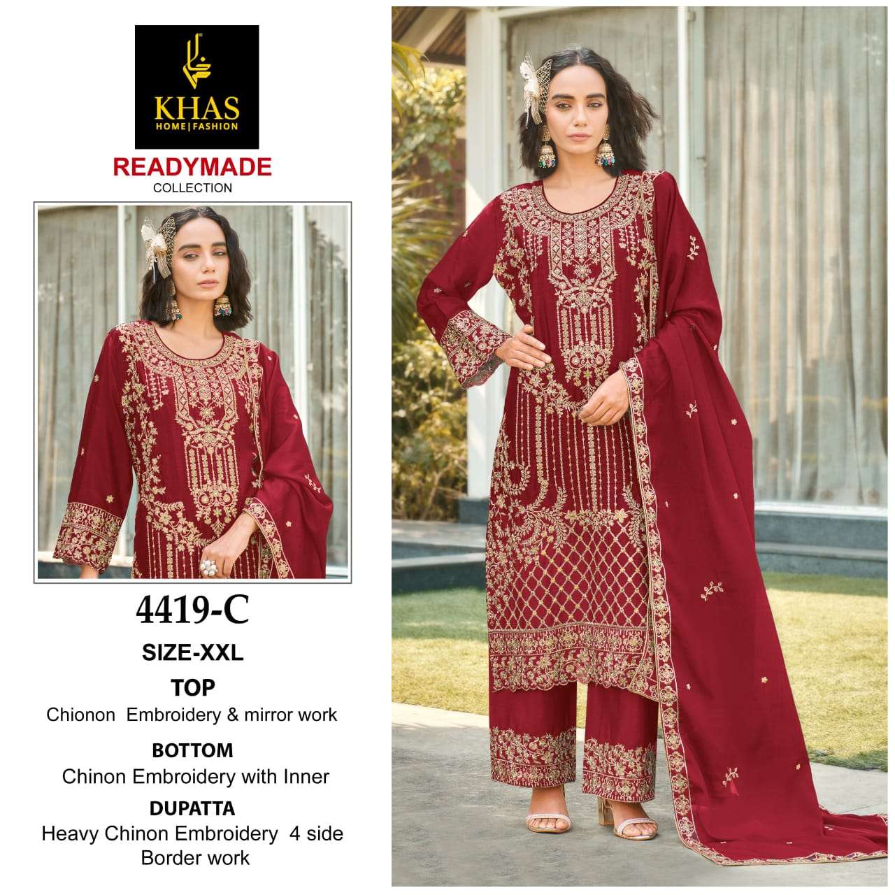 KHAS FASHION D NO 4419 HEAVY BEAUTIFUL EMBROIDERED SUIT