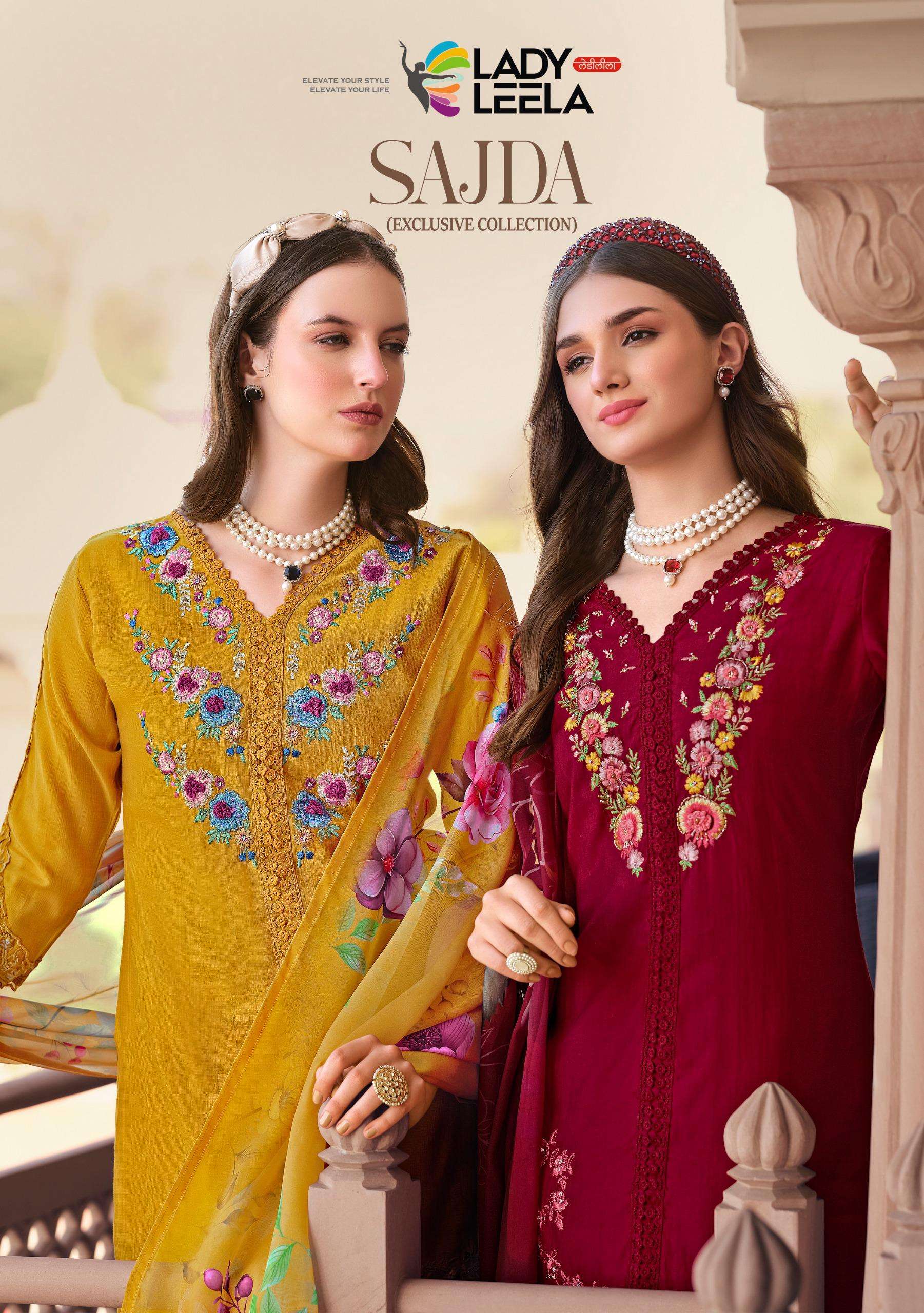 LADY LEELA SAJDA VISCOSE DESIGNER WORK READY MADE LADIES SUIT