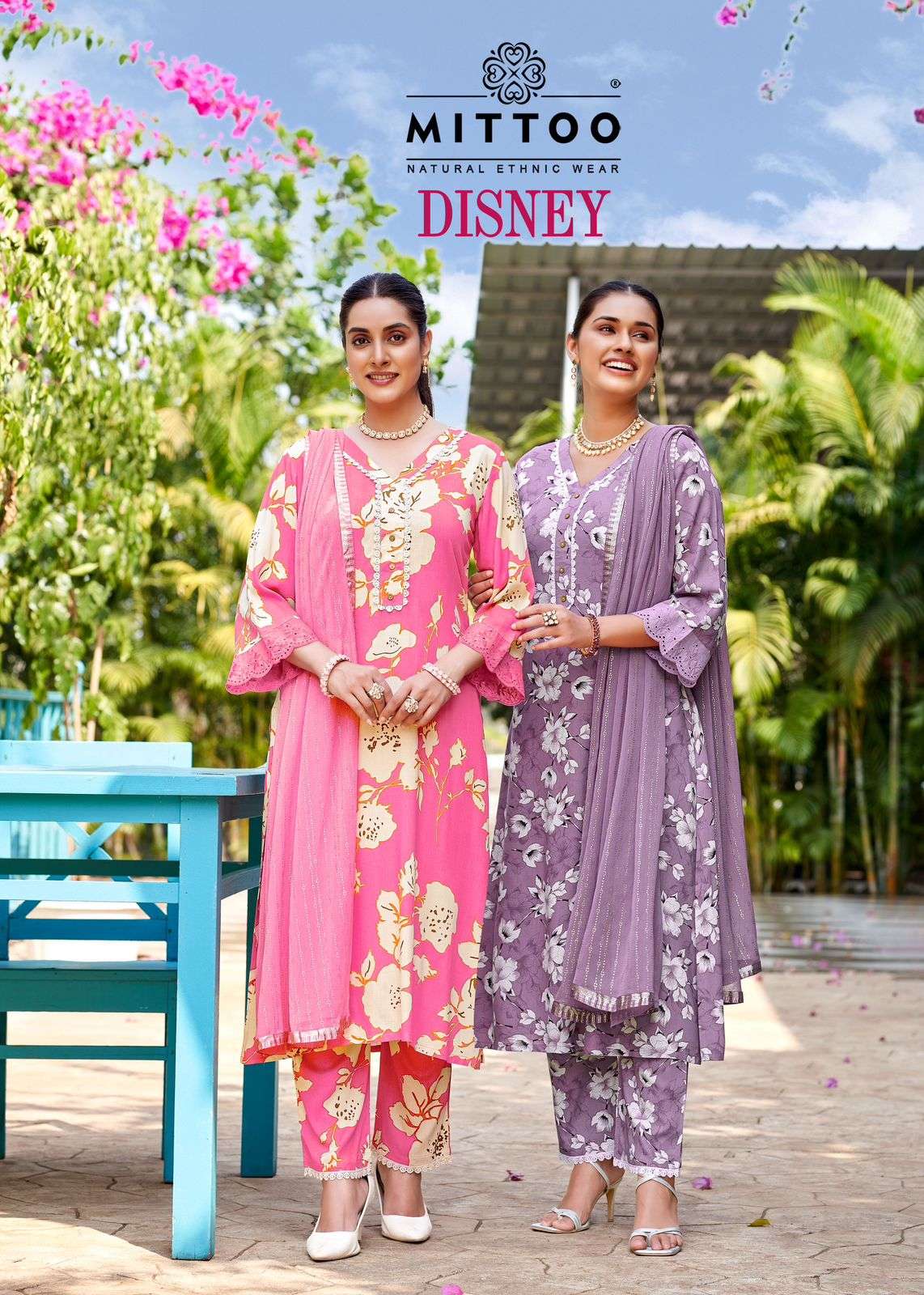 MITTOO DISNEY RAYON PRINT FANCY LADIES KURTI COMBO SET 