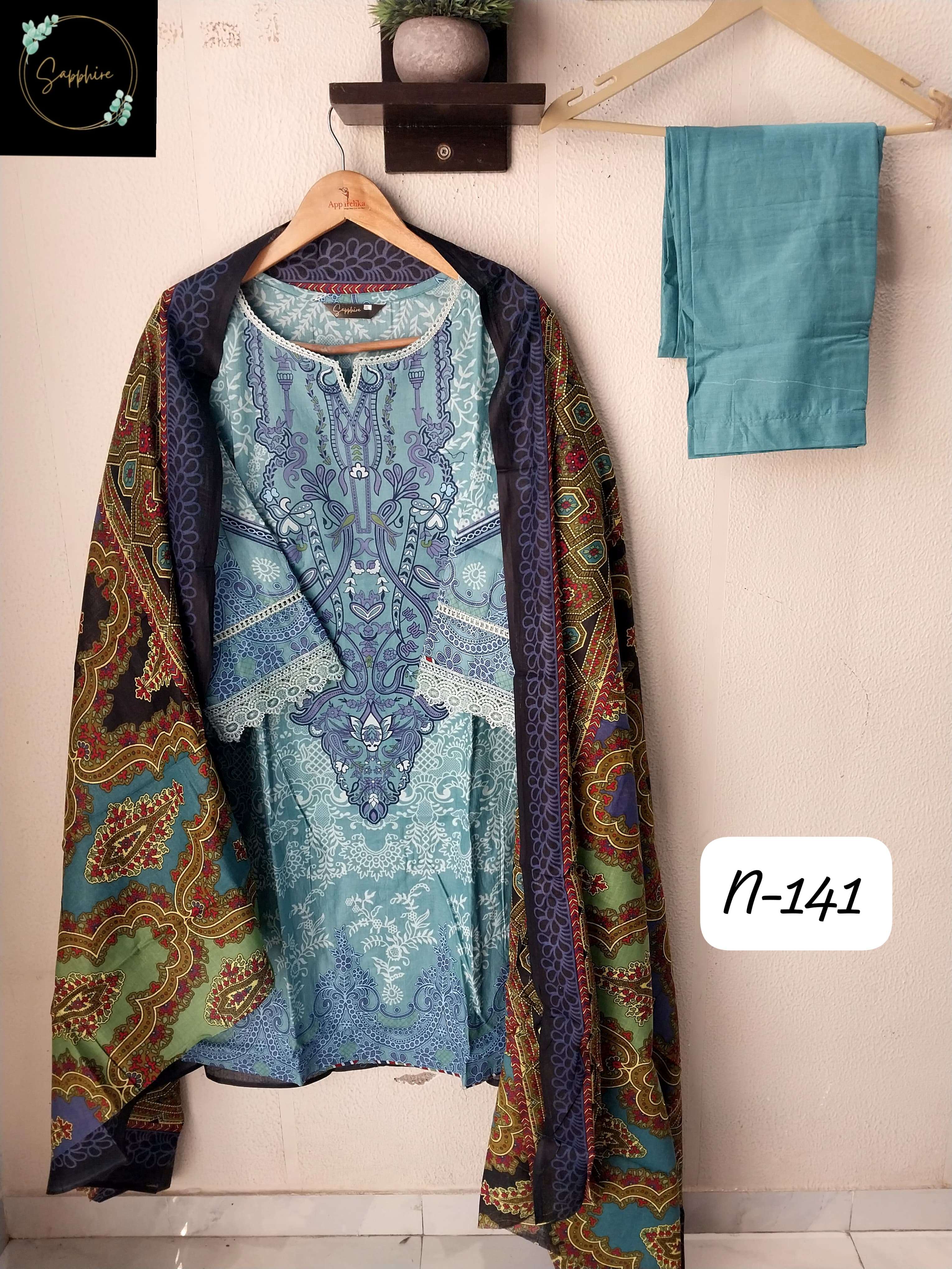 SAPPHIRE AGHA NOORAIN N 141 LAWN COTTON FANCY WORK SUIT