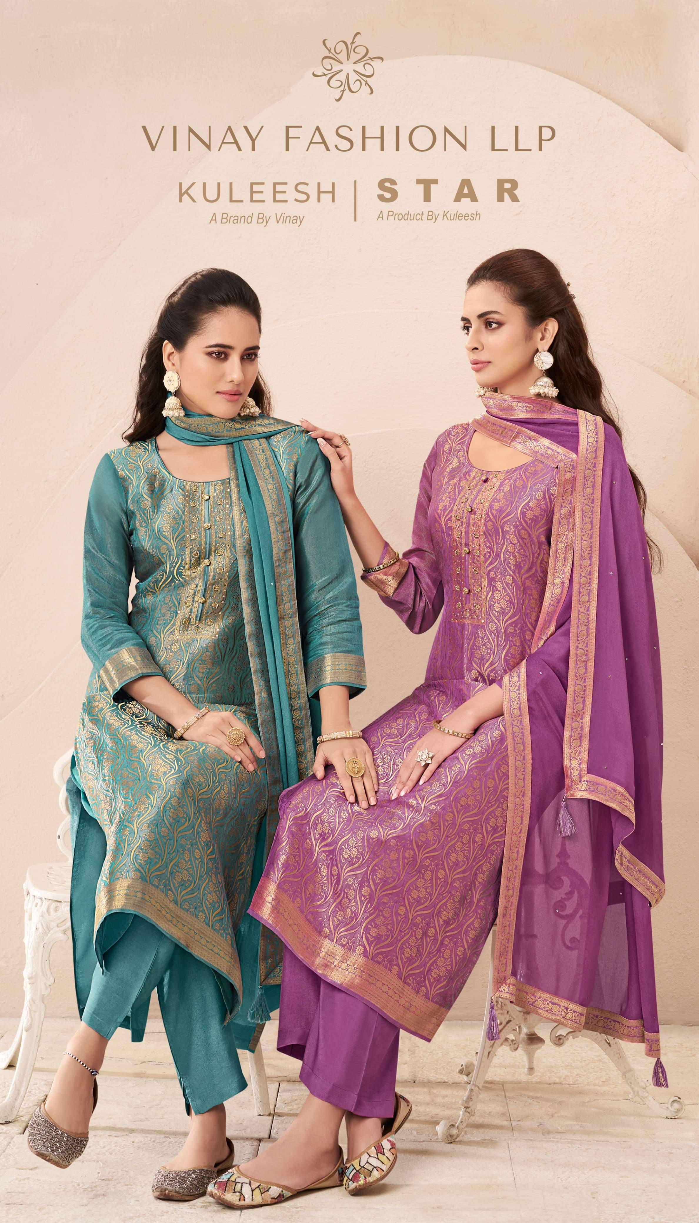 VINAY FASHION KULEESH STAR JACQUARD DESIGNR WORK SUIT