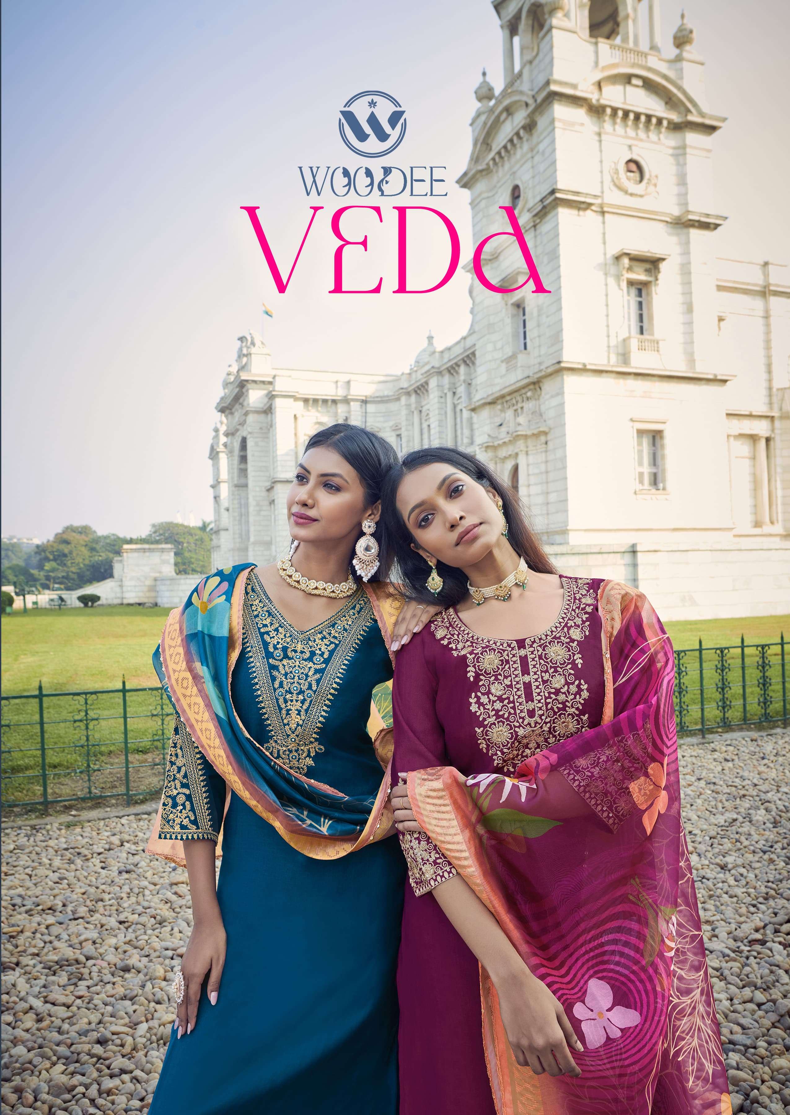 WOODEE VEDA VISCOSE FANCY WORKS KURTI COMBO SET 