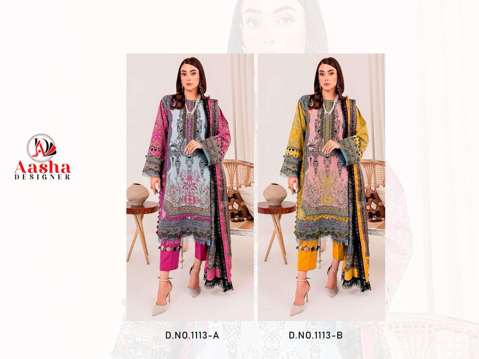 AASHA DESIGNER DESIGN NO - 1113 EXCLUSIVE PATCH EMBROIDERY PARTY WEAR SUIT