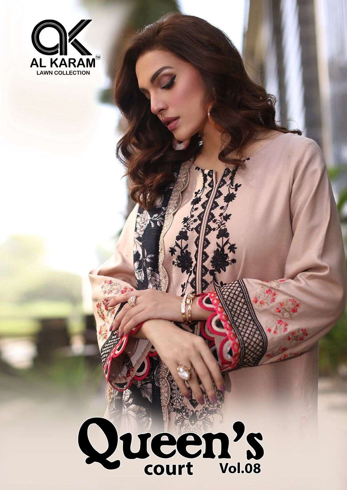 AL KARAM QUEENS COURT VOL 8 CAMBRIC COTTON DIGITAL PRINTS SUIT