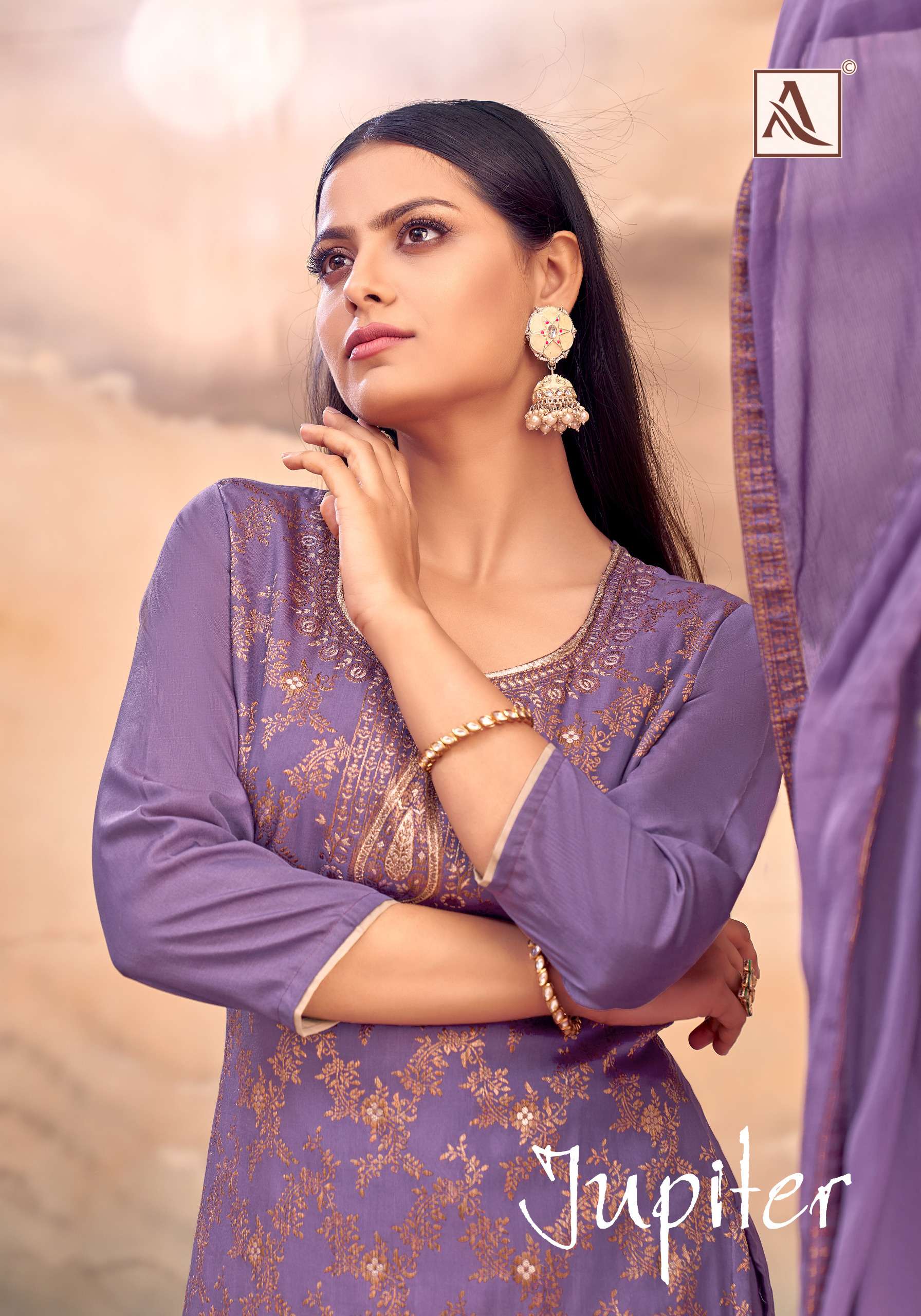 ALOK SUITS JUPITER MUSLIN JACQUARD FANCY WORK SUIT