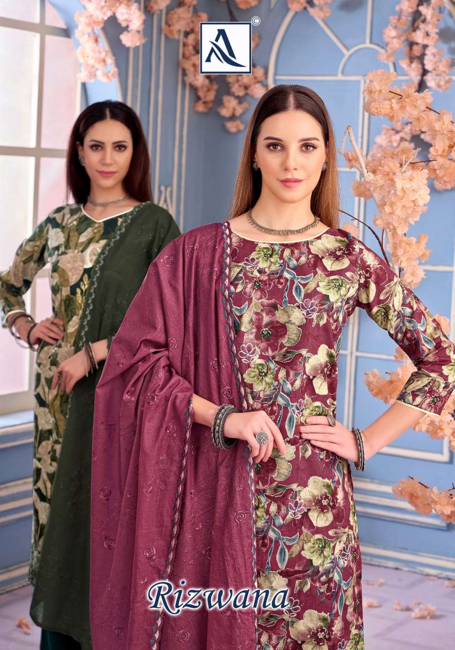 ALOK SUITS RIZWANA COTTON PRINT WITH FANCY EMBROIDERY WORK SUIT