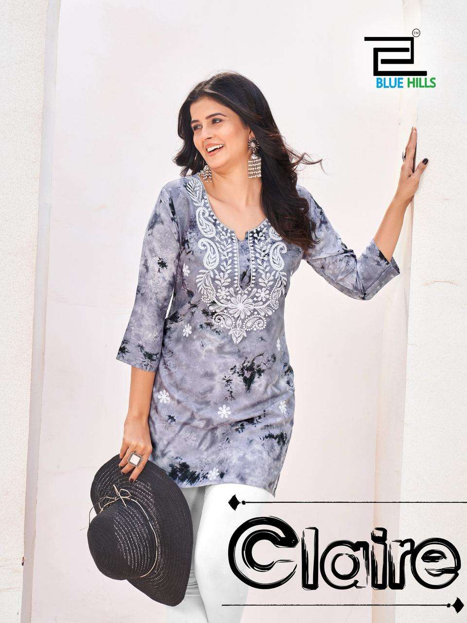 BLUE HILLS CLAIRE RAYON FANCY SUMMER WEAR SHORT KURTI