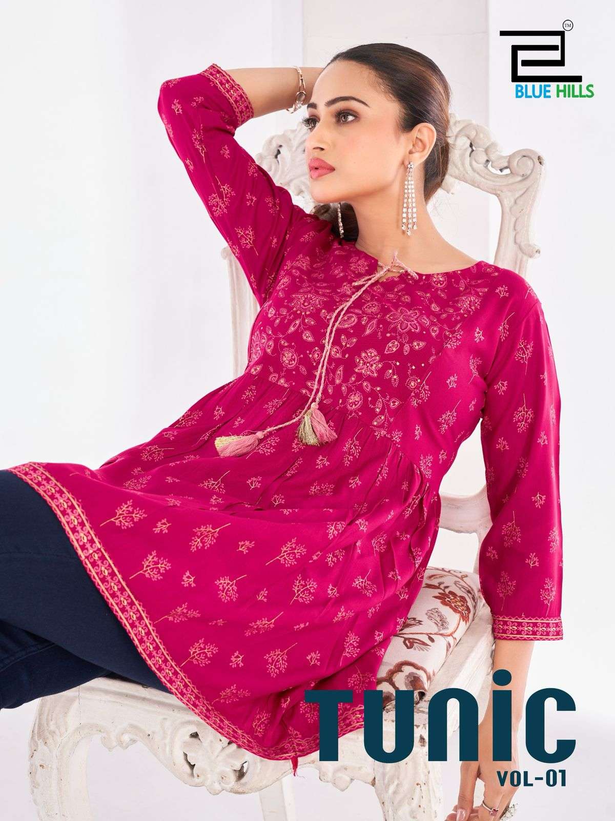 BLUE HILLS TUNIC VOL 1 RAYON FANCY WESTERN WEAR LADIES TOP
