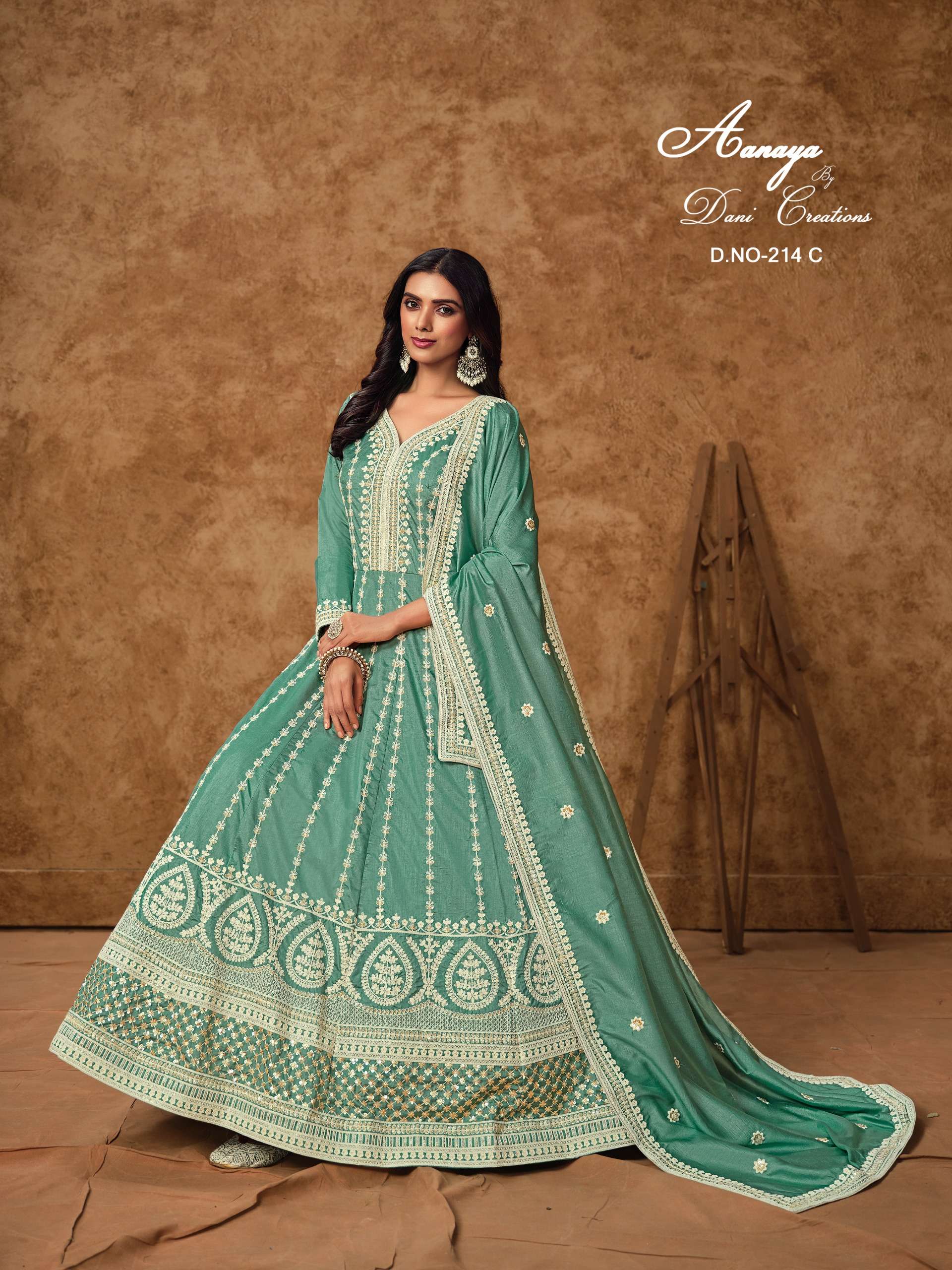 DANI CREATION AANAYA VOL 214 DOLA SILK HEAVY DESIGNER FESTIVE WEAR GOWN SUIT