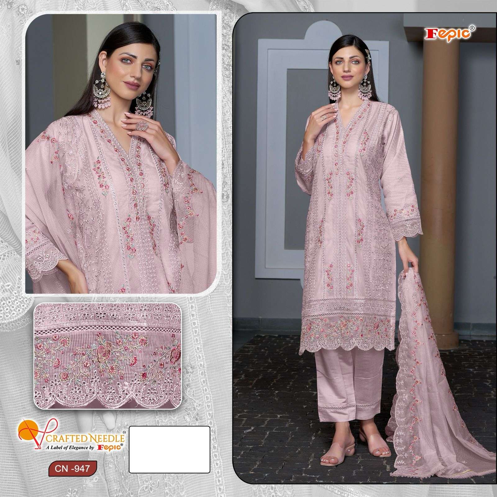 FEPIC CRAFTED NEEDLE CN 947 HEAVY BEAUTIFUL EMBROIDERD SUIT