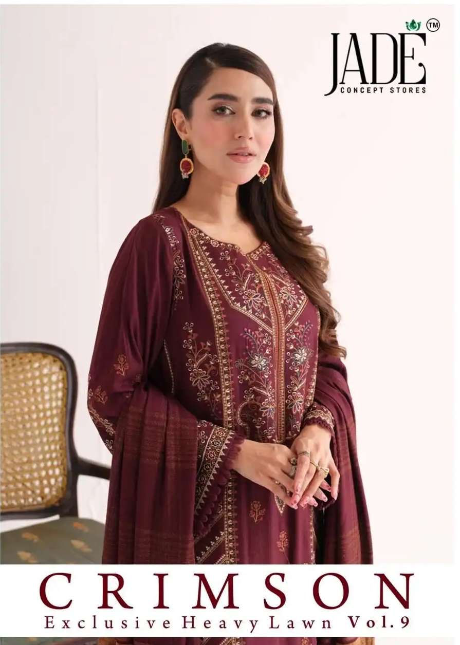 JADE CRIMSON EXCLUSIVE HEAVY LAWN COLLECTION VOL 9 LAWN COTTON DIGITAL PRINT SUIT