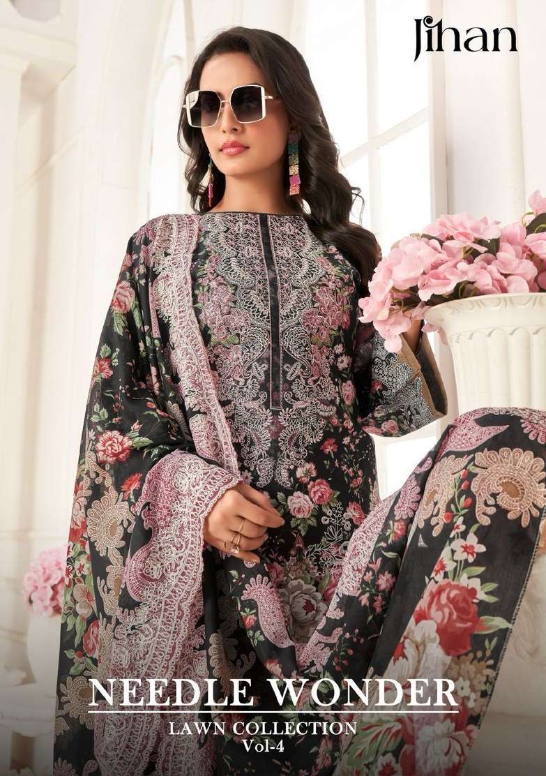 JIHAN NEEDLE WONDER LAWN COLLECTION VOL 4 COTTON FANCY WORK SUIT