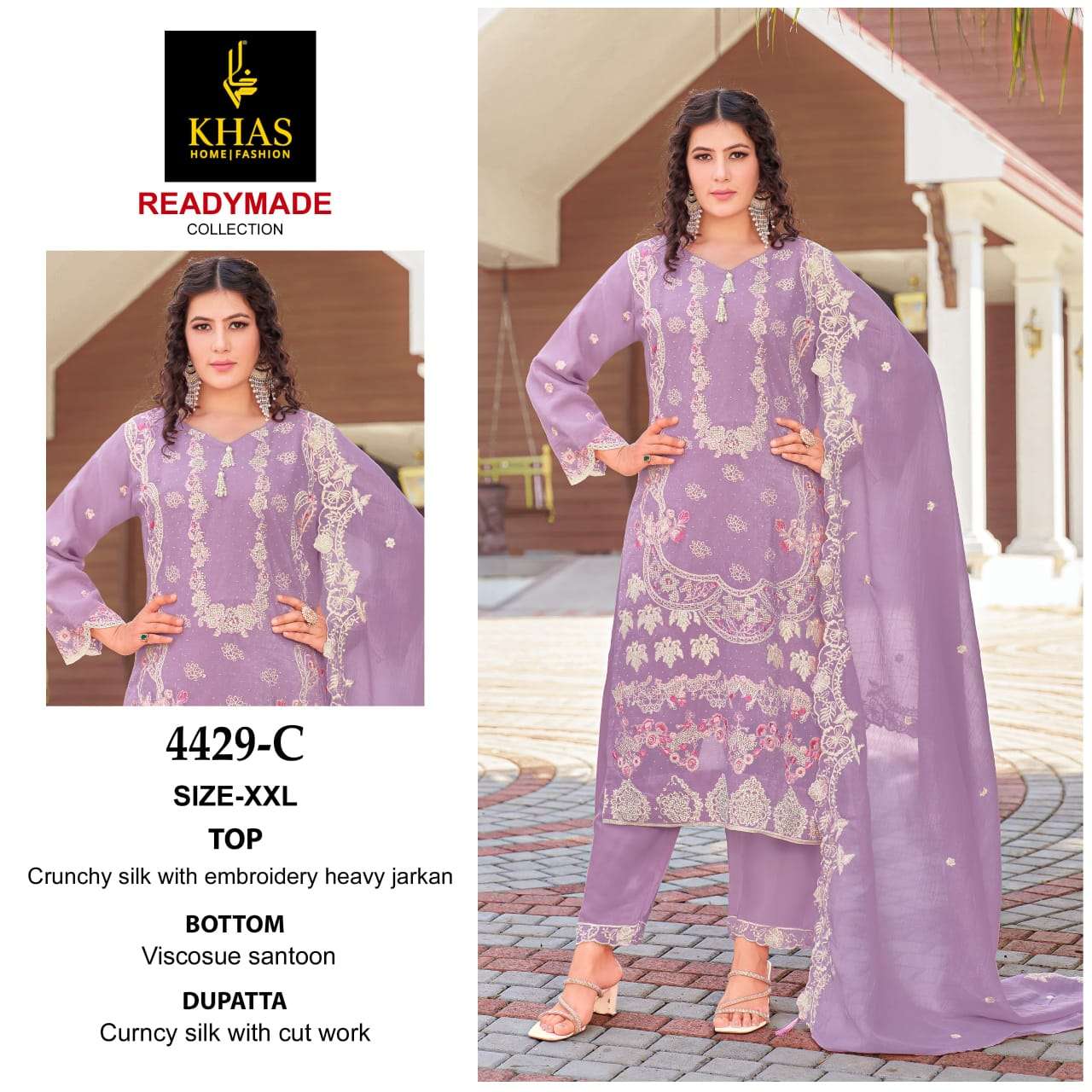 KHAS FASHION  D NO 4429 SILK HEAVY BEAUTIFUL EMBROIDERED PAKISTANI SUIT