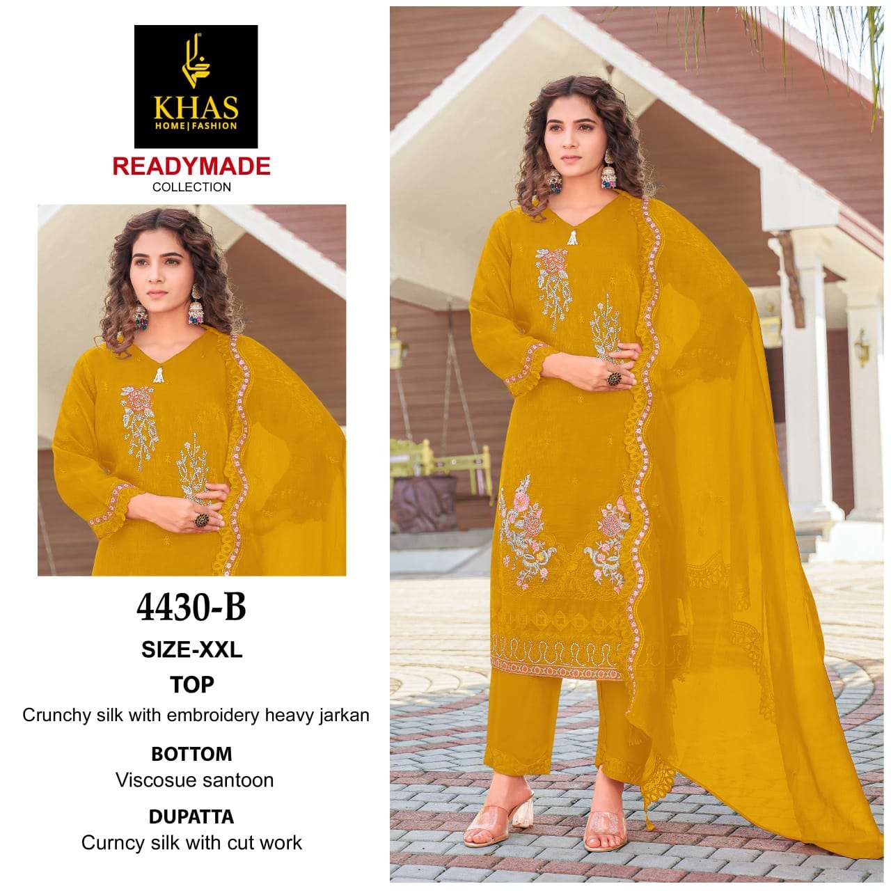 KHAS FASHION D NO 4430 SILK WITH EMBRIDERY DESIGNER SUIT
