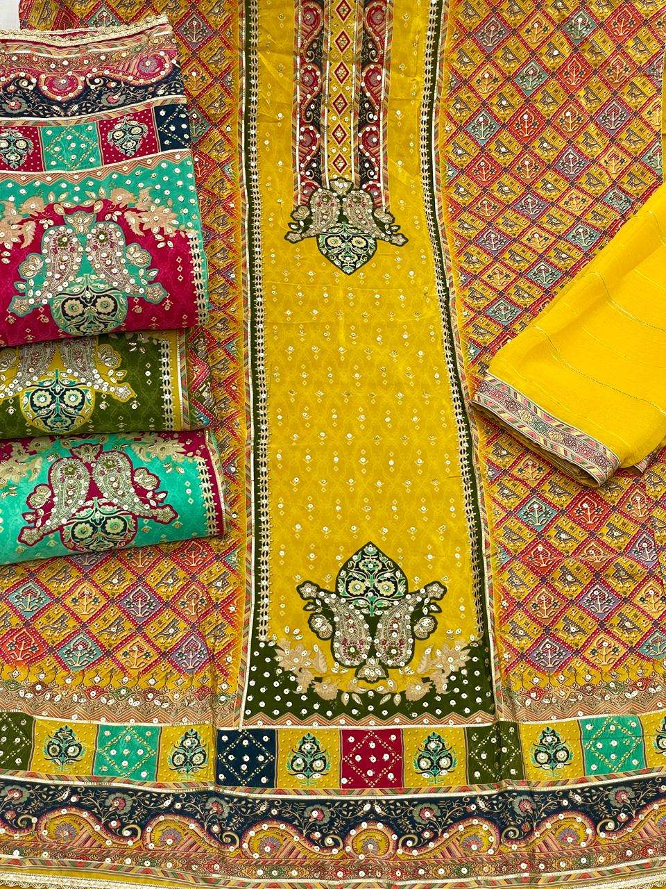 MF NON CATALOG VOL 5 CREPE DIGITAL PRINT WITH HAND WORKS SUIT