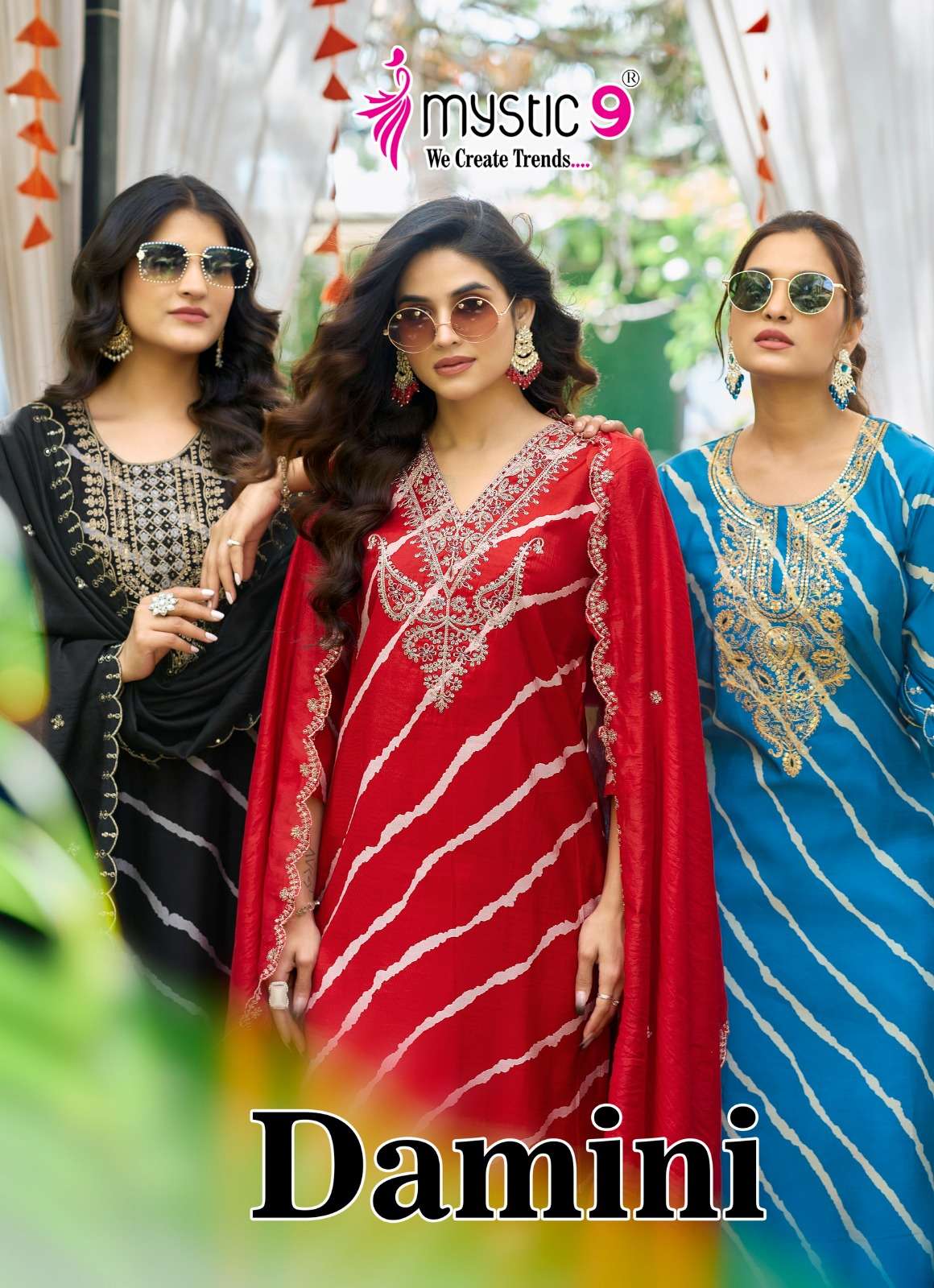 MYSTIC 9 DAMINI VOL 1 SILK FANCY WORK LADIES KURTI COMBO SET