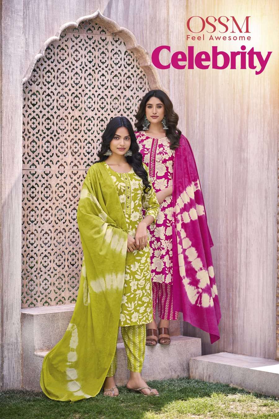OSSM CELEBRITY RAYON PRINT FANCY LADIES KURT PANT AND DUPATTA SET