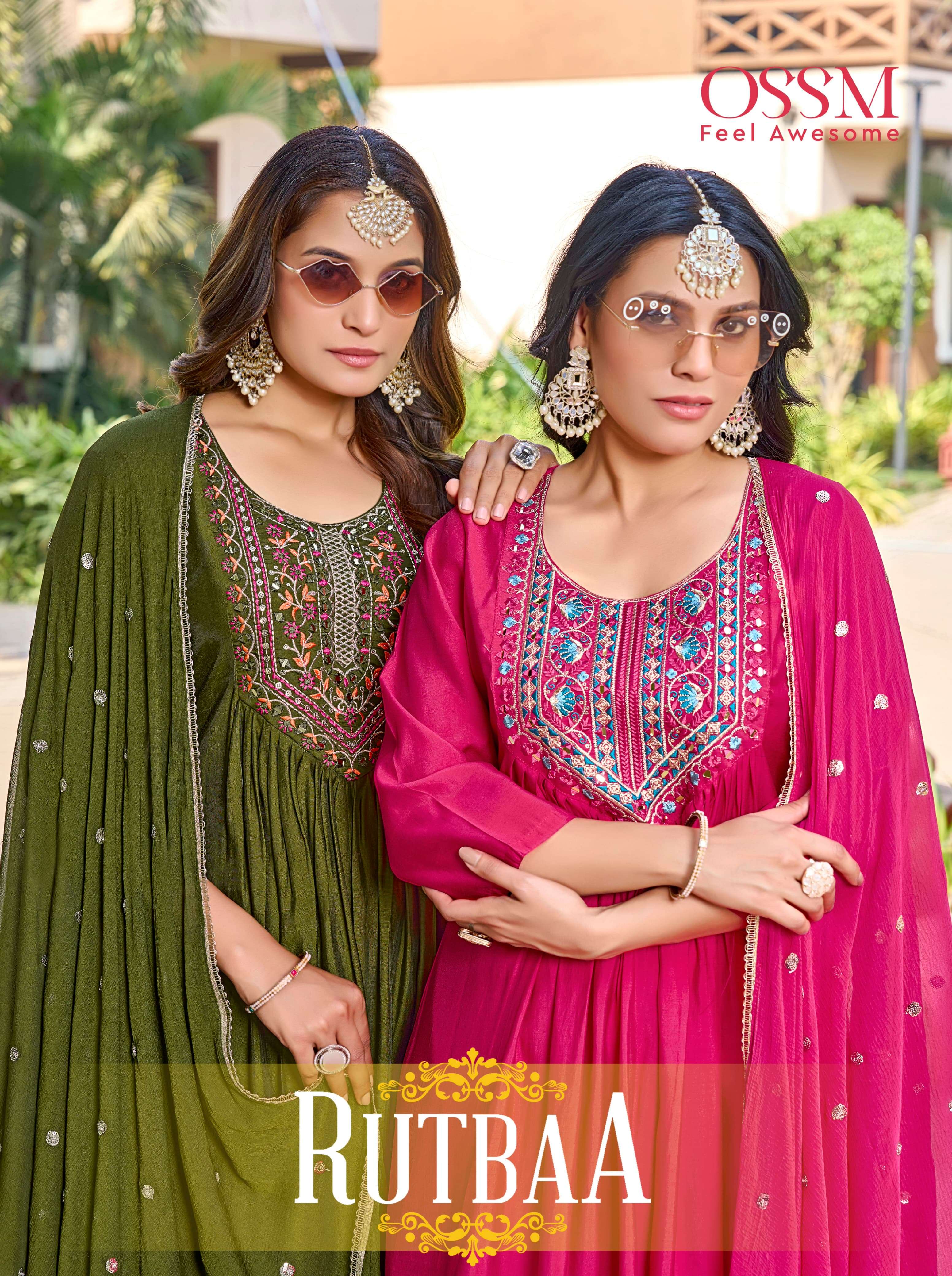OSSM RUTBAA SILK DESIGNER NAIRA STYLE LADIES KURTI COMBO SET