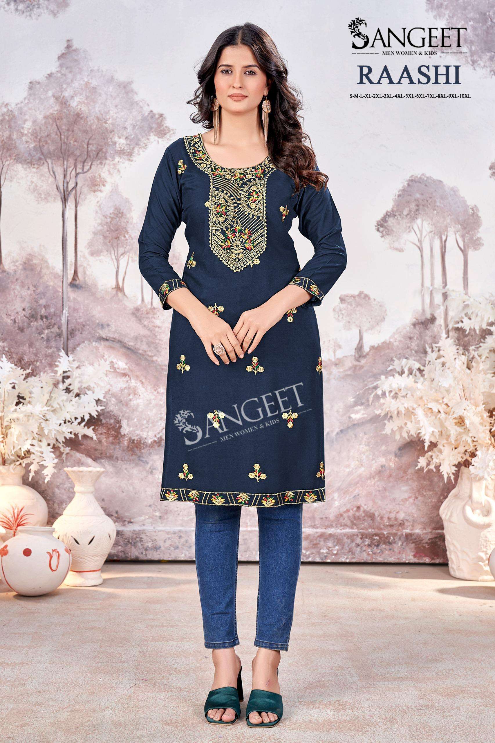 SANGEET RAASHI FANCY SEQUENCE EMBROIDERIES KURTI