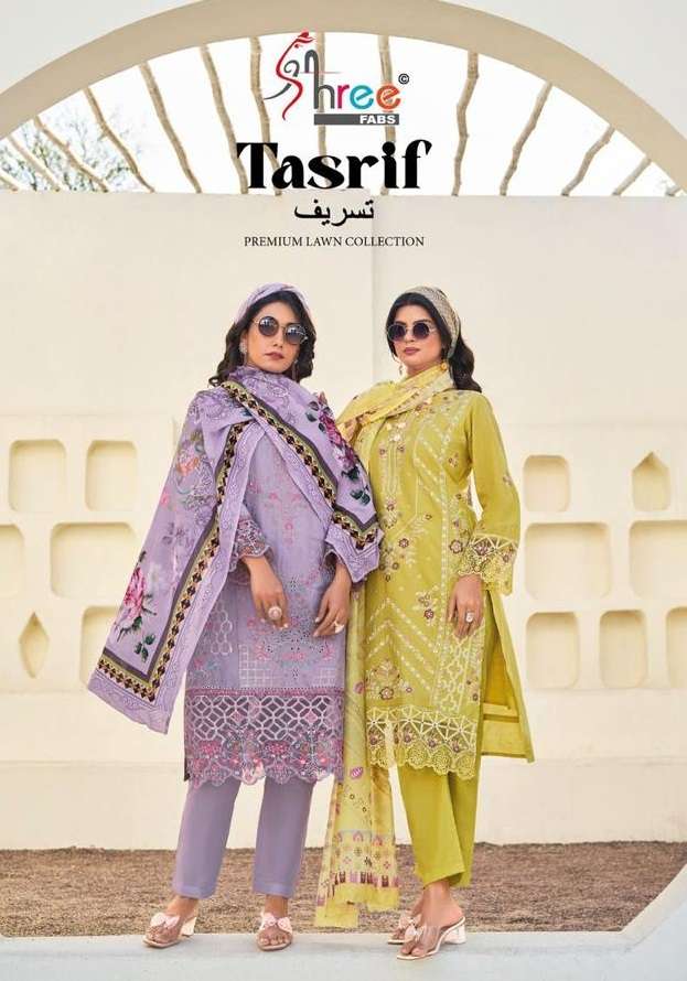 SHREE FABS TASRIF PREMIUM LAWN COLLECTION VOL 1 COTTON DESIGNER WORK SUIT