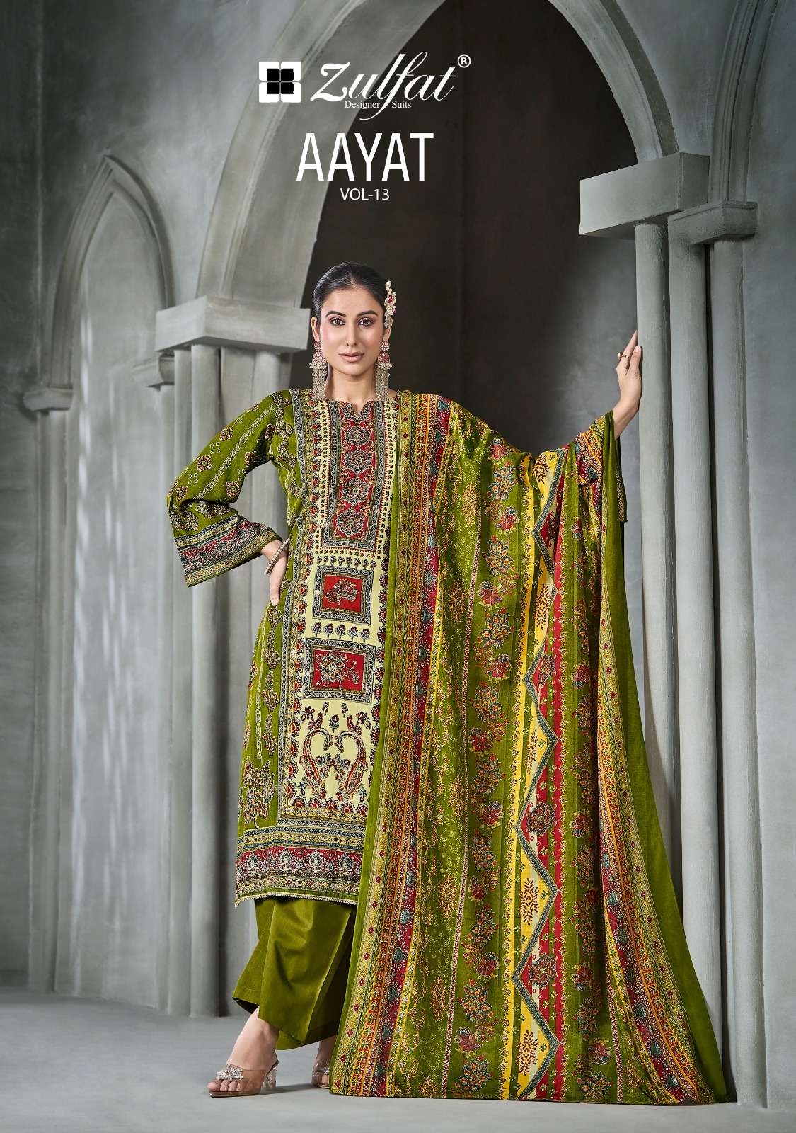 ZULFAT DESIGNER SUITS AAYAT VOL 13 RAYON PRINT WITH FANCY WORK SUIT