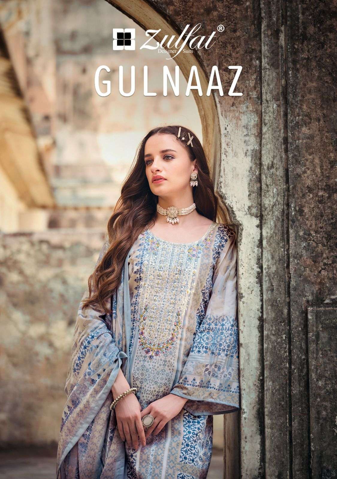 ZULFAT DESIGNER SUITS GULNAAZ COTTON DESIGNER PRINT WITH FANCY WORK SUIT