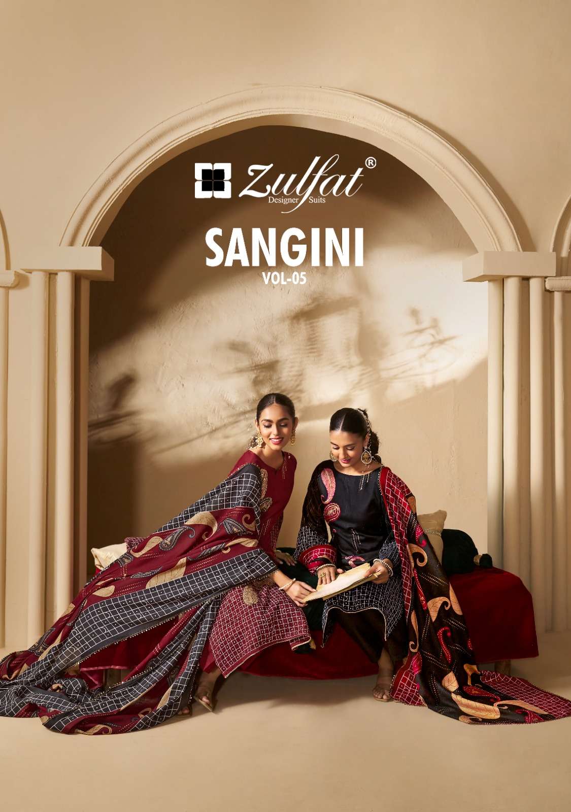 ZULFAT DESIGNER SUITS SANGINI VOL 5 JAM COTTON PRINT WITH FANCY WORK SUIT