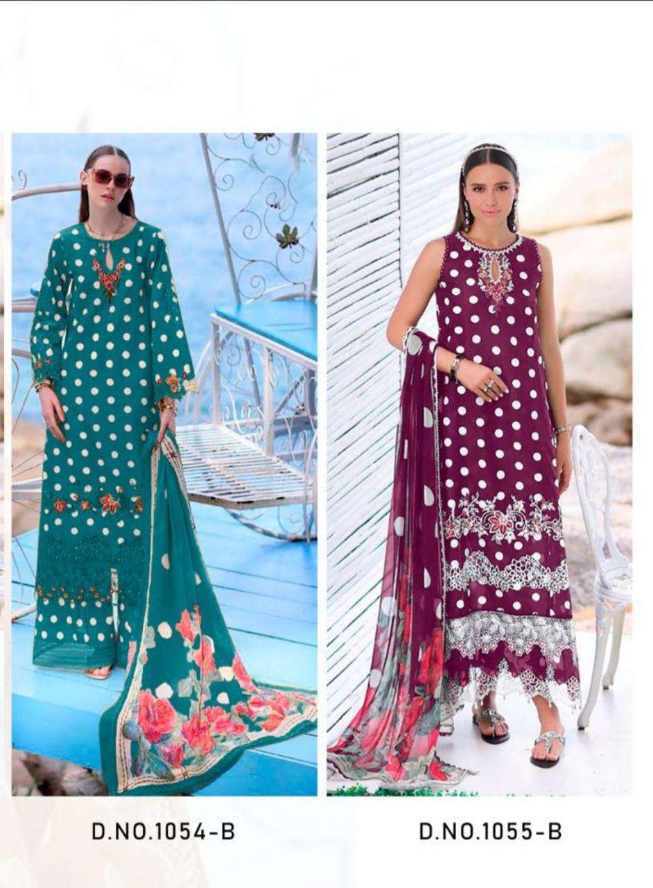 AASHA DESIGNER DESIGN NO - 1054-1055 PURE COTTON PRINT EXCLUSIVE PATCH EMBROIDERED PAKISTANI SALWAR SUIT