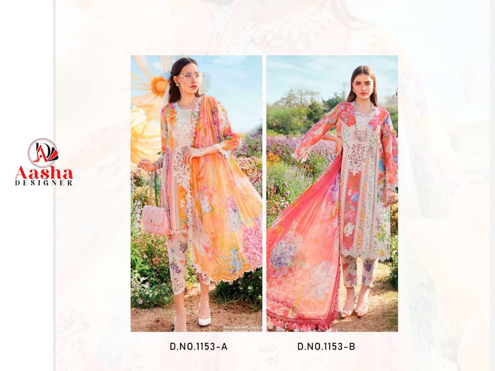 AASHA DESIGNER DESIGN NO - 1153 AB PURE COTTON PRINT EXCLUSIVE PATCH EMBROIDERED SALWAR SUIT