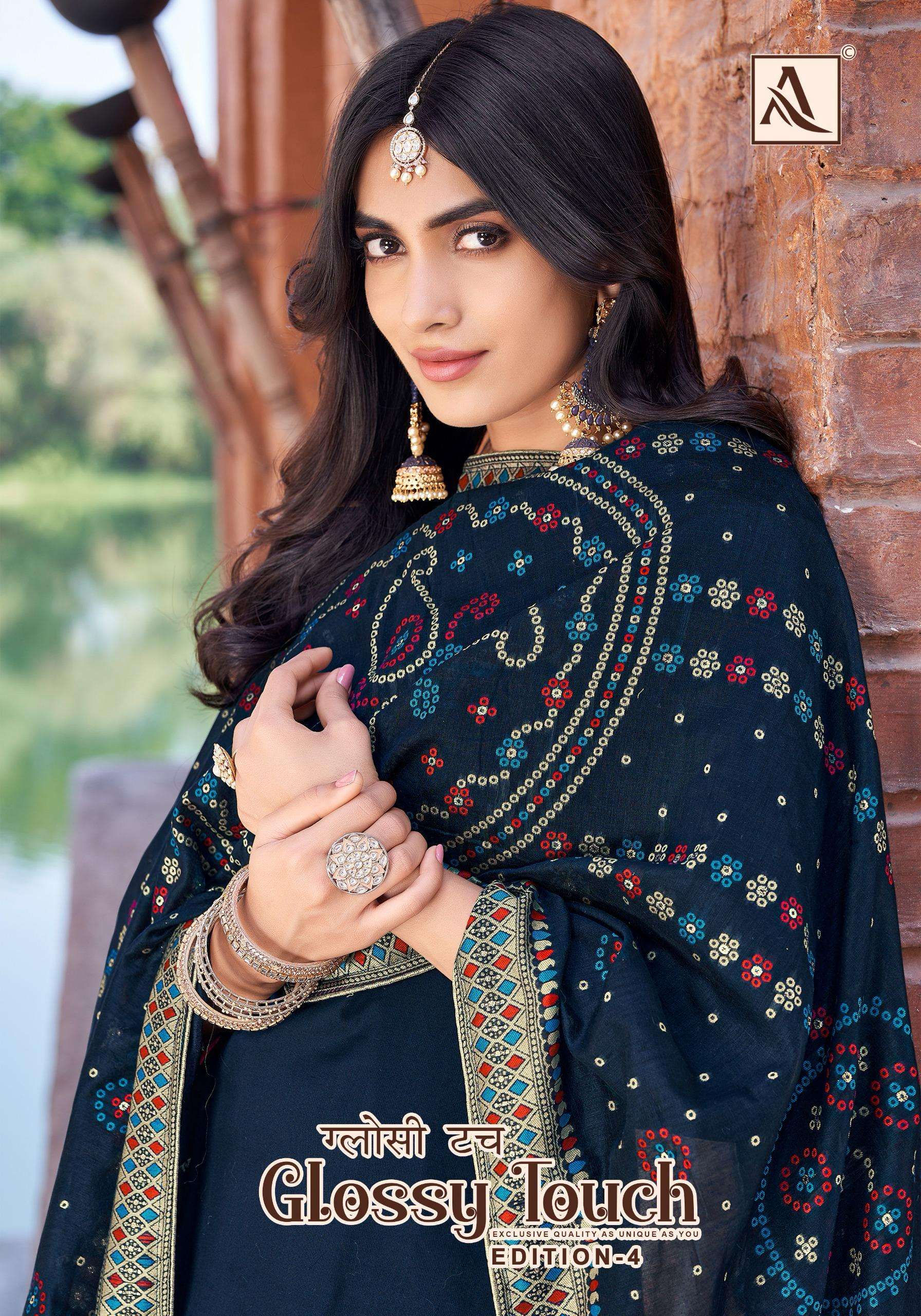 ALOK SUITS GLOSSY TOUCH EDITION 4 JAM COTTON EMBROIDERY WORK SUIT