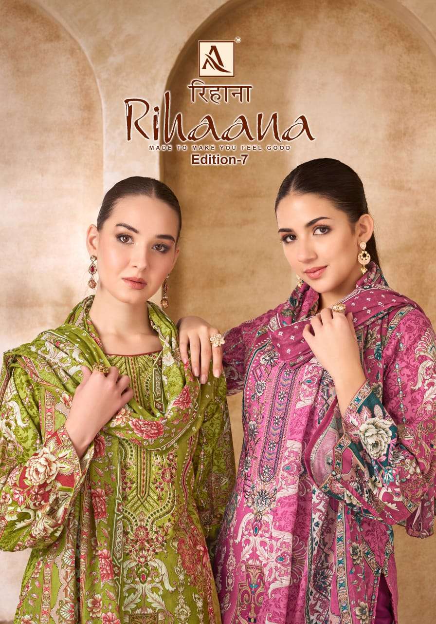 ALOK SUITS RIHAANA VOL 7 COTTON DIGITAL PAKISTANI PRINT WITH WORK SUIT