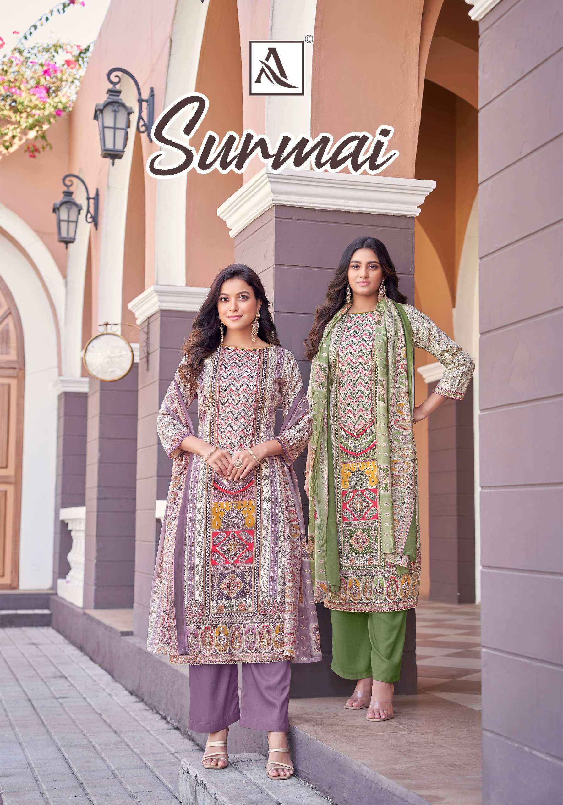 ALOK SUITS SURMAI JAM COTTON PRINTS WITH FANCY WORKS SUIT