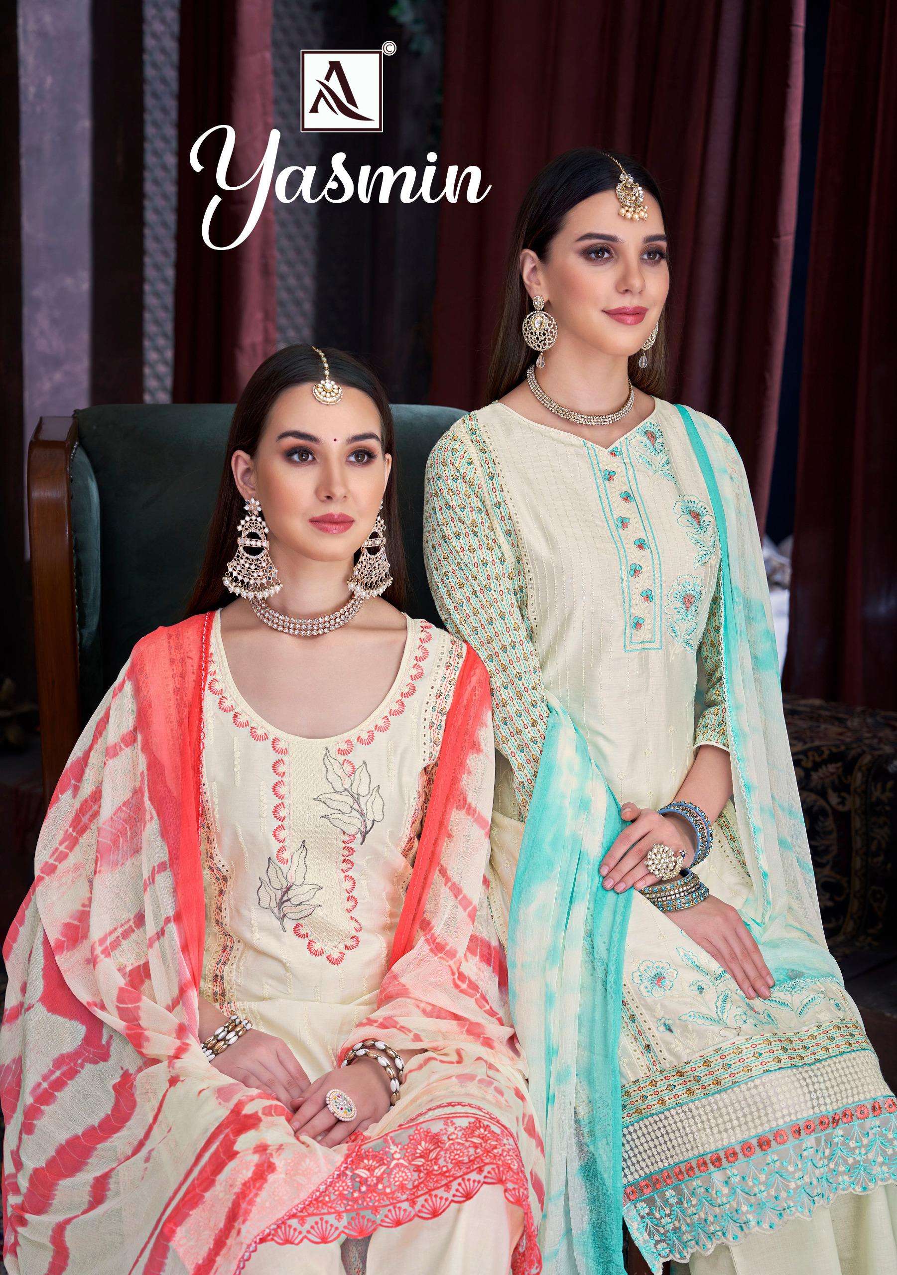 ALOK SUITS YASMIN JAM COTTON DESIGNER PRINT WITH FANCY WORK SUIT