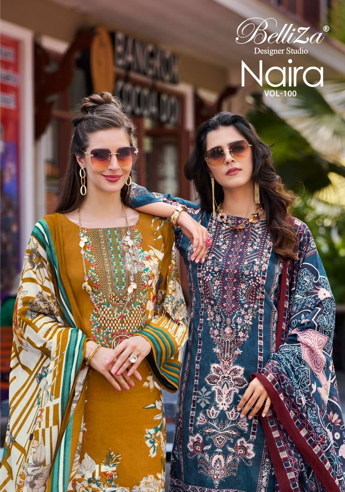BELLIZA DESIGNER STUDIO NAIRA VOL 100 COTTON DIGITAL PRINTS WITH WORK SUIT