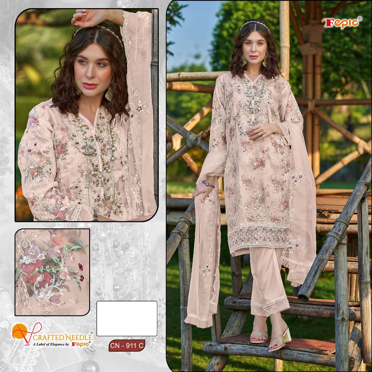 FEPIC CRAFTED NEEDLE CN 911 ORGANZA HEAVY DESIGNER WORK SUIT