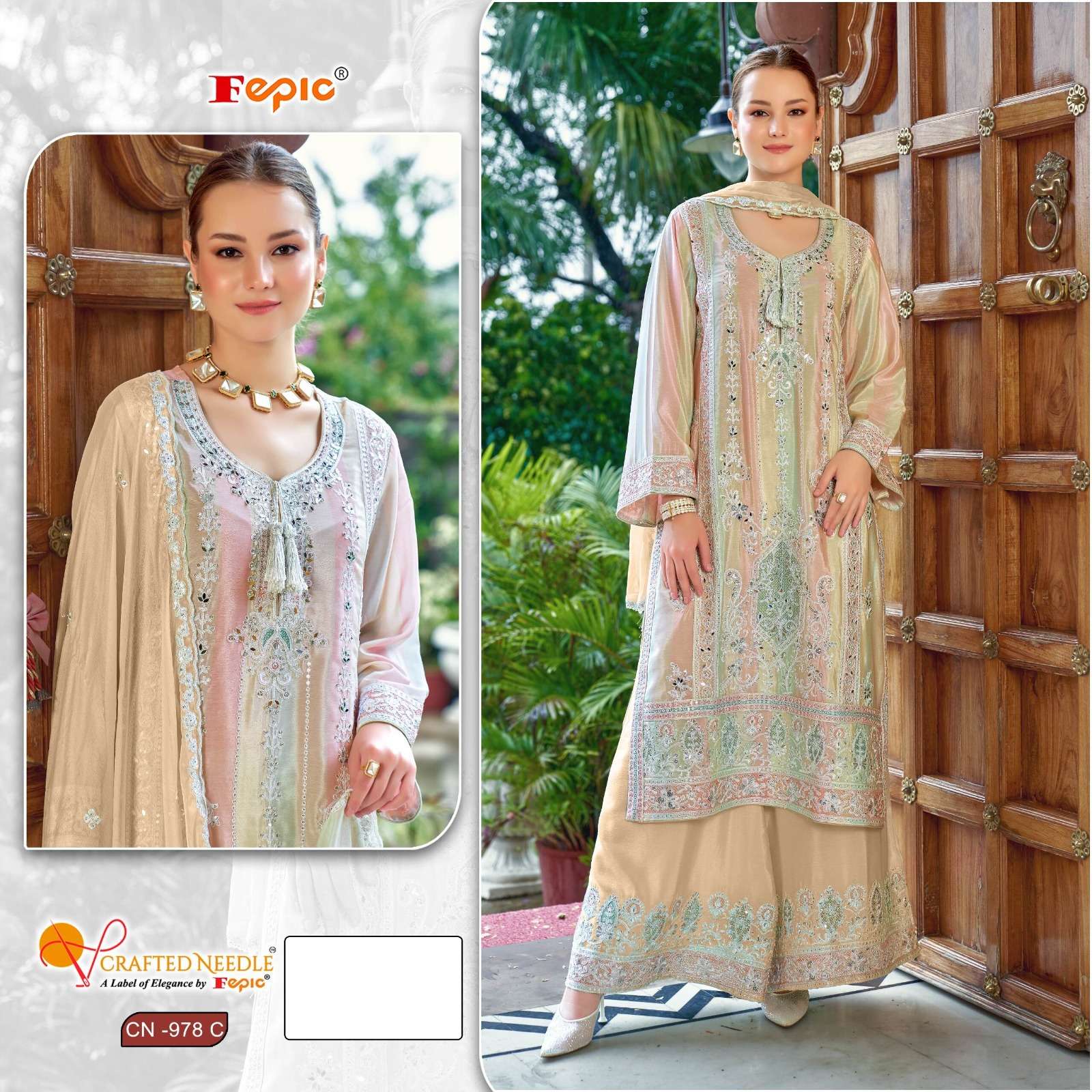FEPIC CRAFTED NEEDLE CN 978 HEAVY BEAUTIFUL EMBROIDERD PAKISTANI SUIT