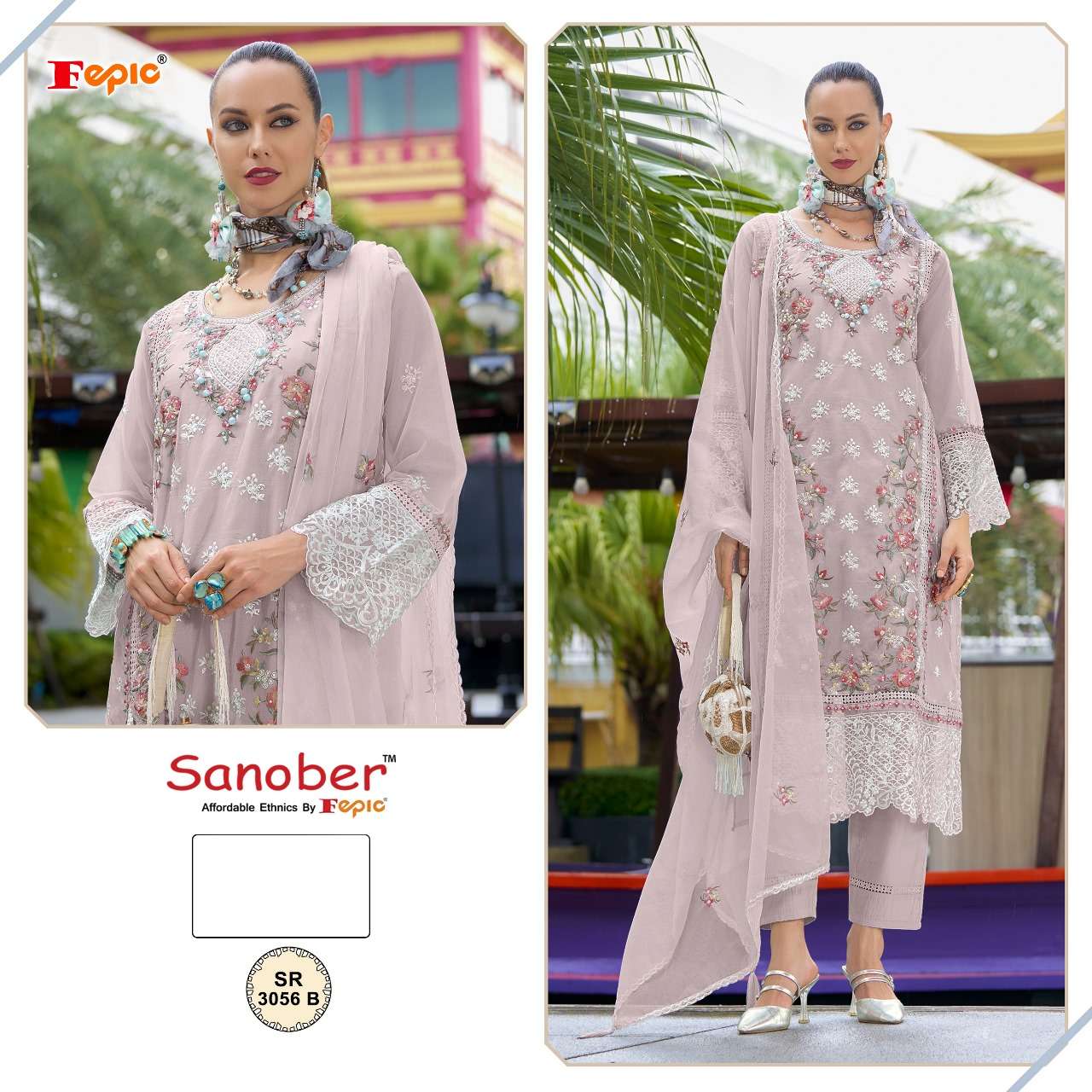FEPIC SANOBER SR 3056 ORGANZA EMBROIDERED READY MADE SUIT