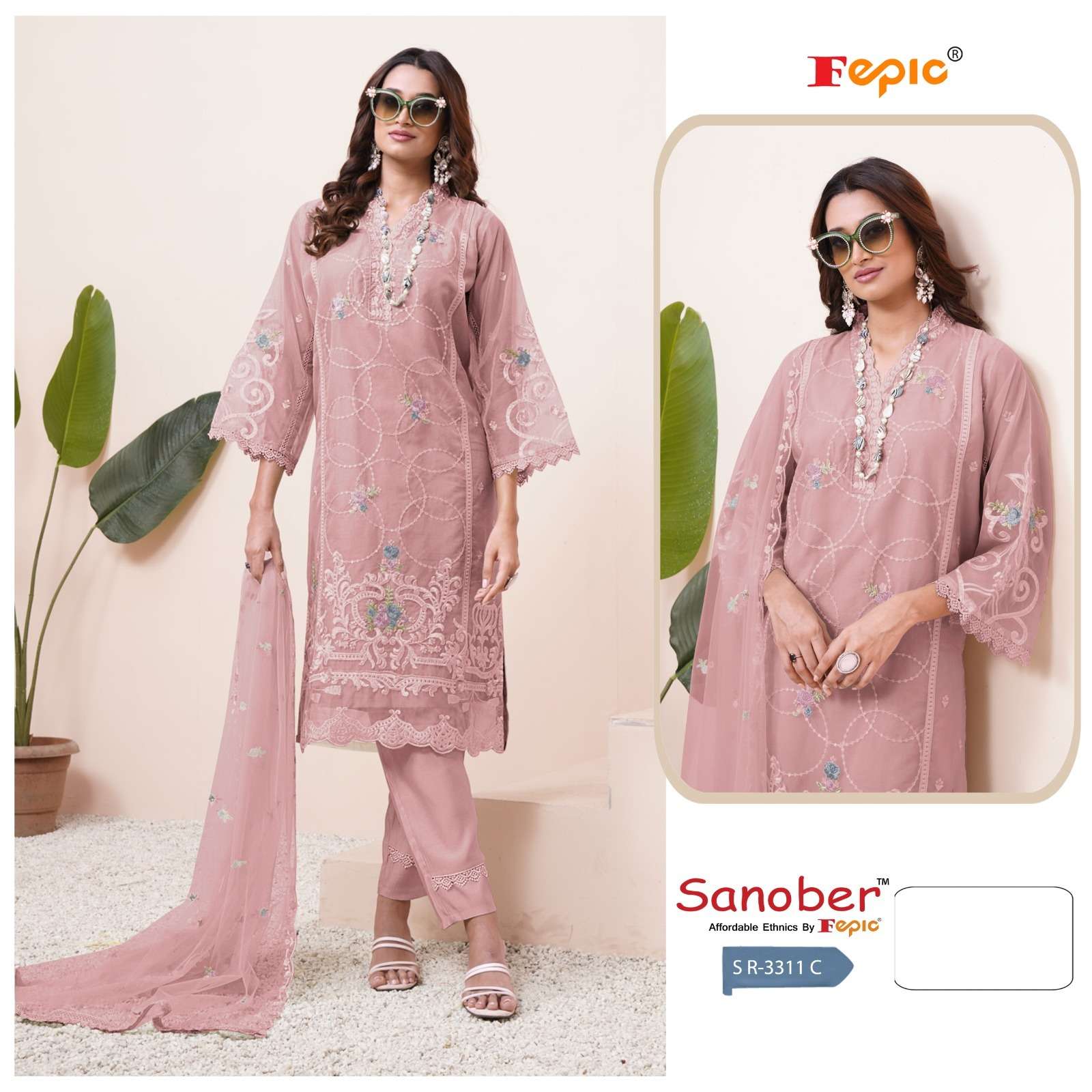 FEPIC SANOER SR 3311 ORGANZA EMBROIDERED FANCY PAKISTANI SUIT