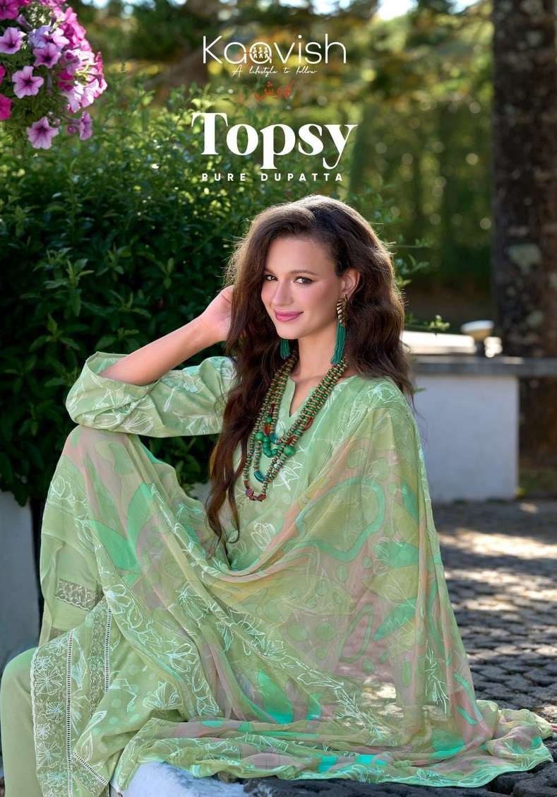 KAAVISH TOPSY LAWN COTTON DIGITAL PRINT WITH FANCY EMBROIDERY WORK SUIT