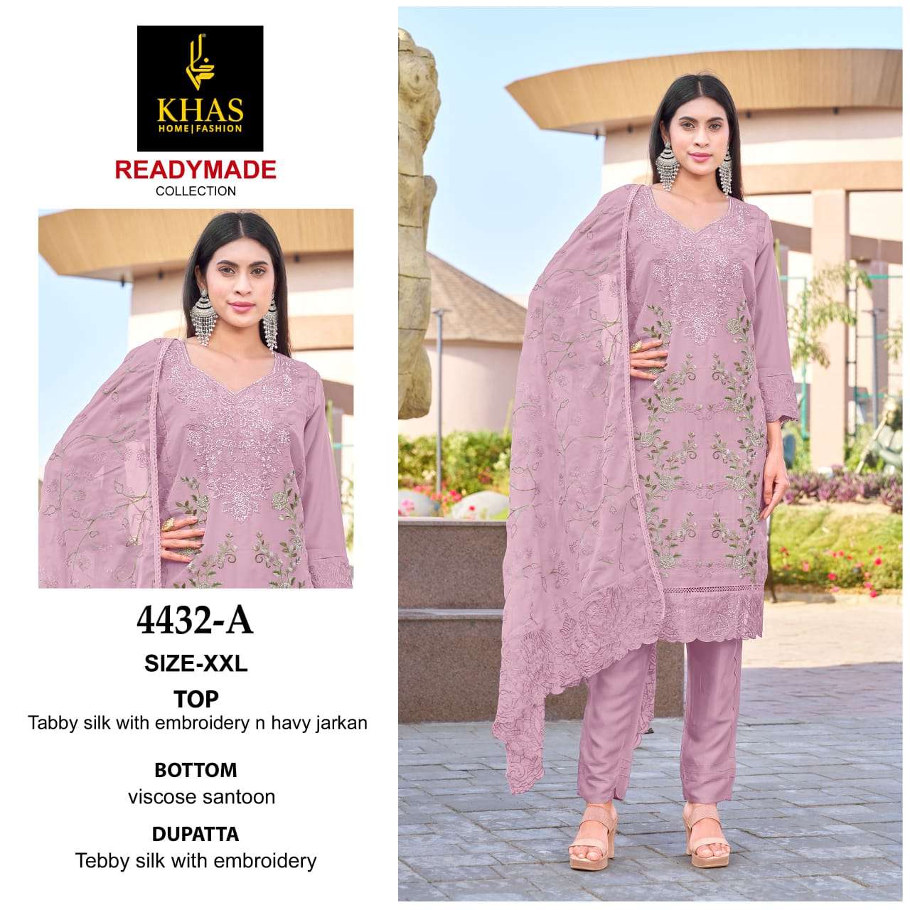 KHAS FASHION D NO 4432 SILK WITH EMBROIDERY DESIGNER WORK SUIT
