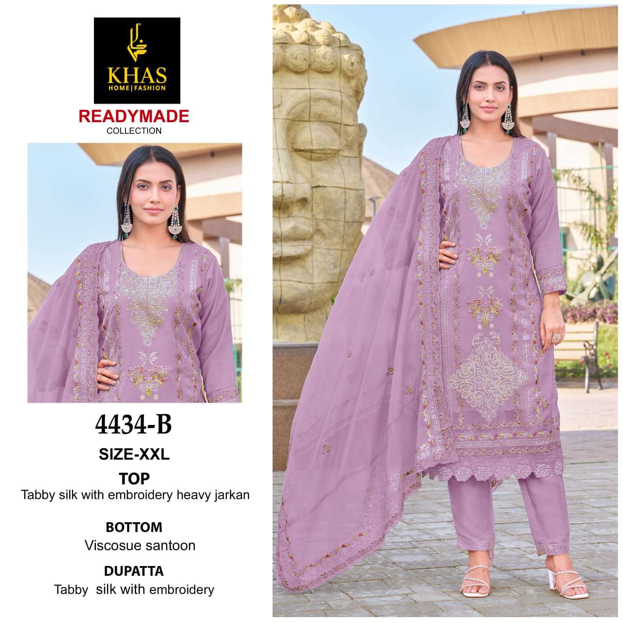 KHAS FASHION D NO 4434 SILK WITH EMBROIDERY DESIGNER FANCY SUIT