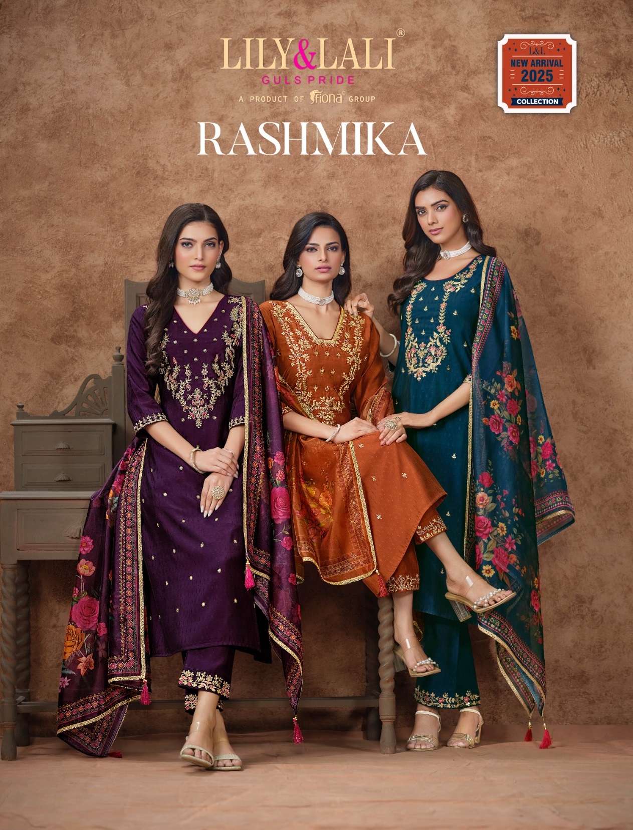 LILY AND LALI RASHMIKA VISCOSE SILK FANCY EMBROIDERIES LADIES SUIT